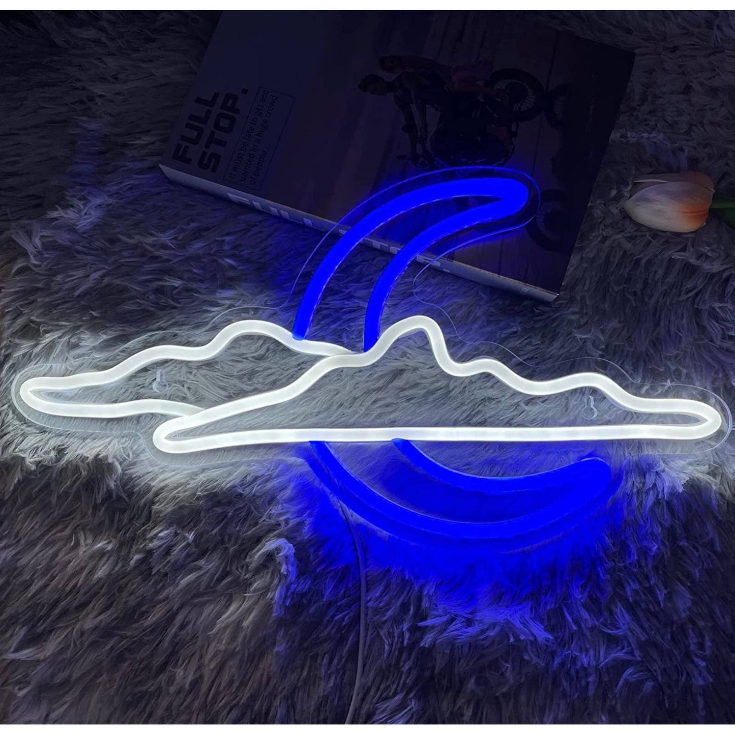 Lovely Night Sky Clouds Crescent Moon LED Light Room Wall Decoration