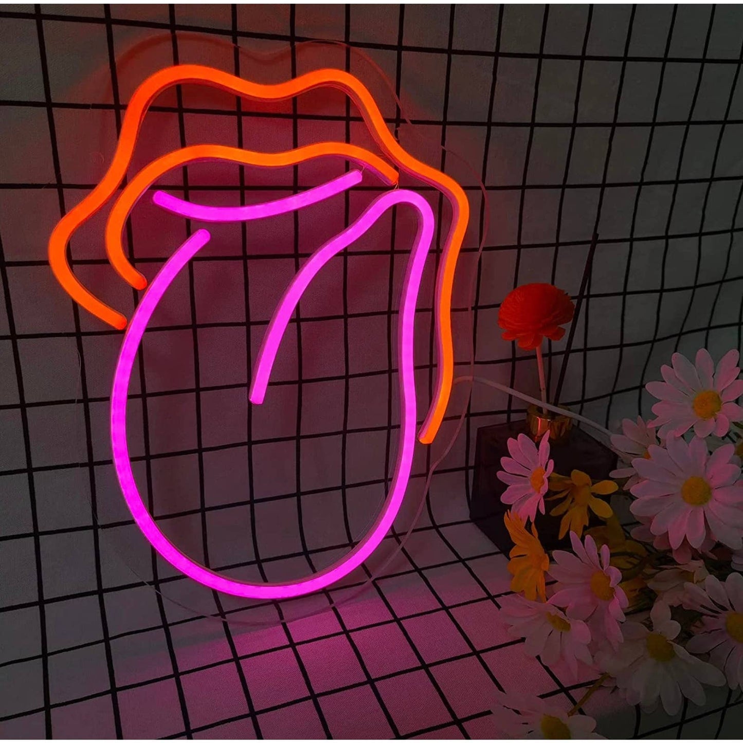 Fun Bright Pink / Red Lips and Tongue LED Night Light Room Wall Decoration