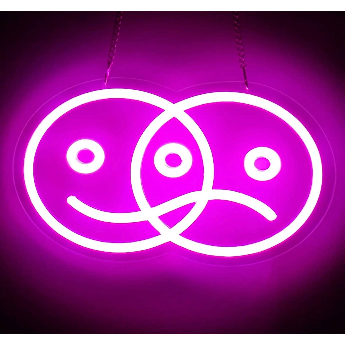 Lovely Bright Unique Pink Happy / Sad Face LED Night Light Room Wall Decoration