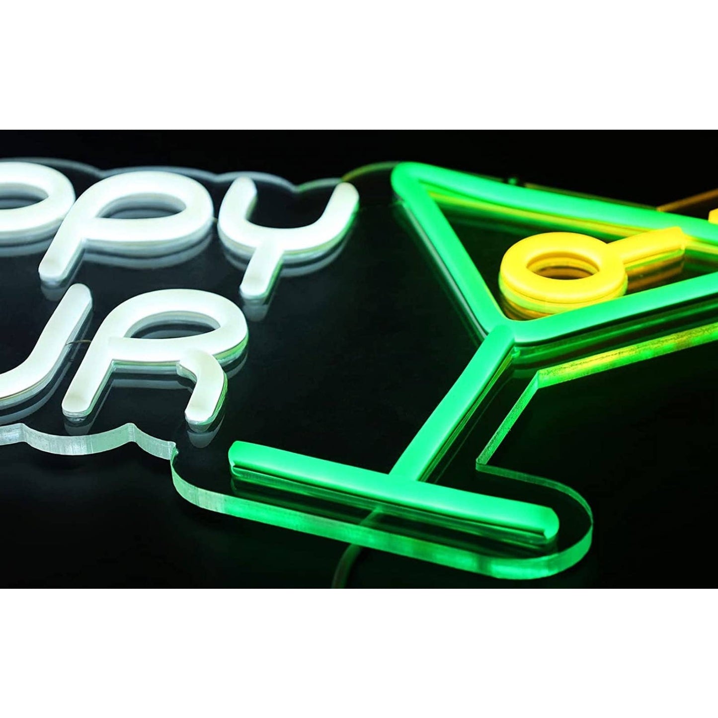 Fun Bright Green Happy Hour Cocktail LED Night Light Bar Party Decoration