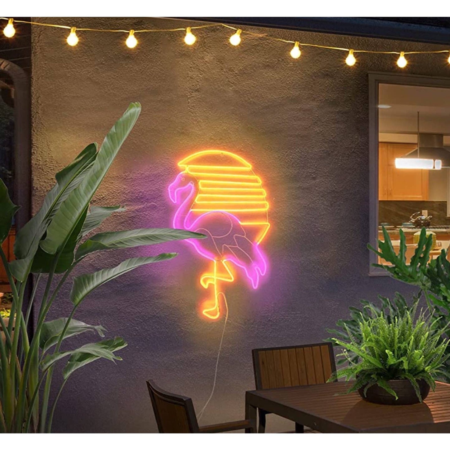 Lovely Bright Pink Flamingo Sunset LED Night Light Room Wall Decoration