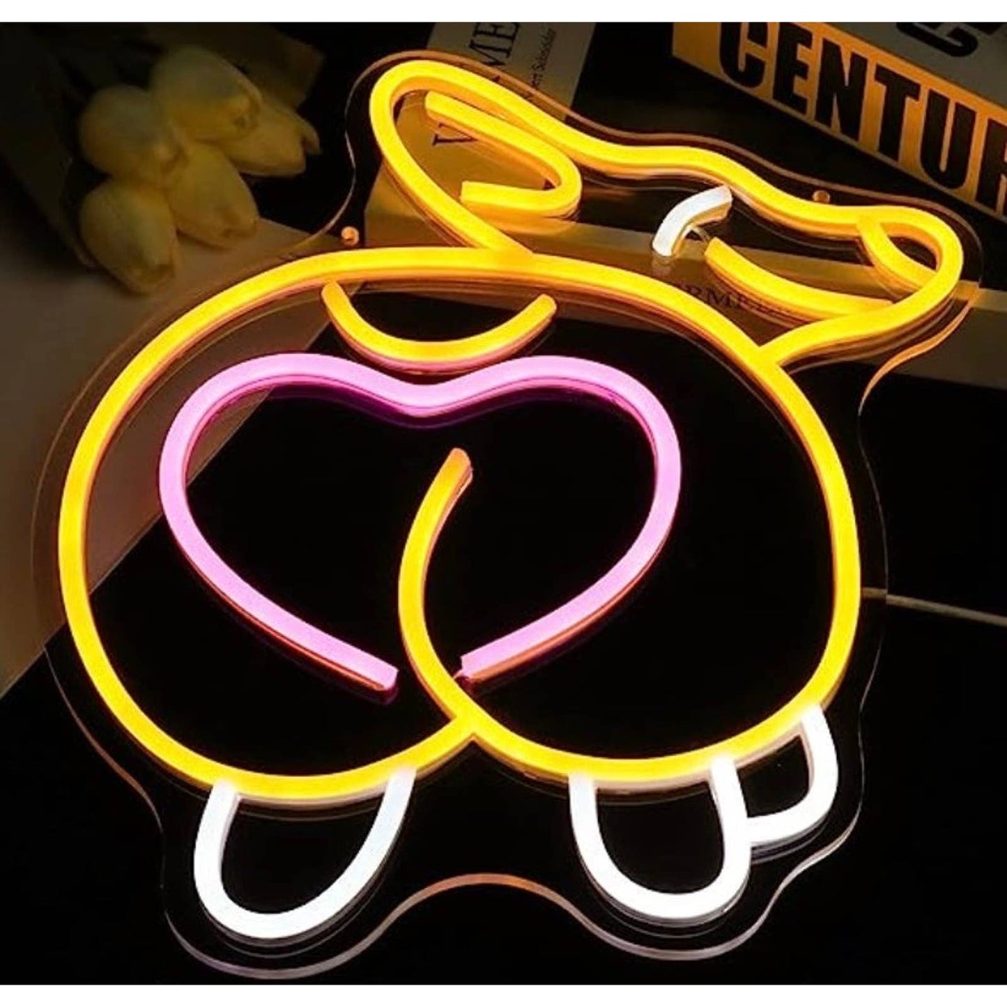 Funny Bright Cute Corgi Puppy Dog Heart Booty LED Night Light Room Wall Decorati