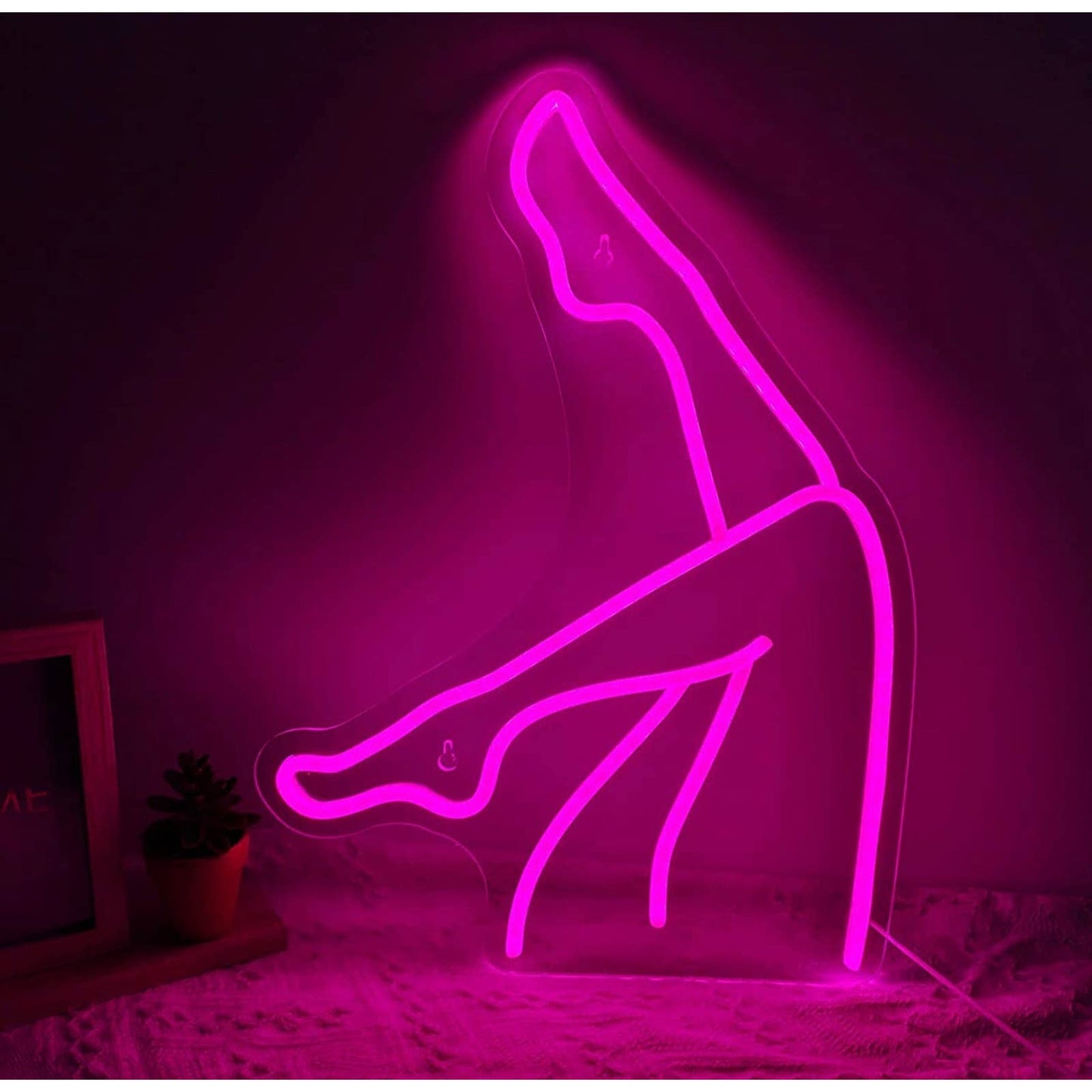 Lovely Bright Hot Pink Lady Legs LED Night Light Room Wall Decoration