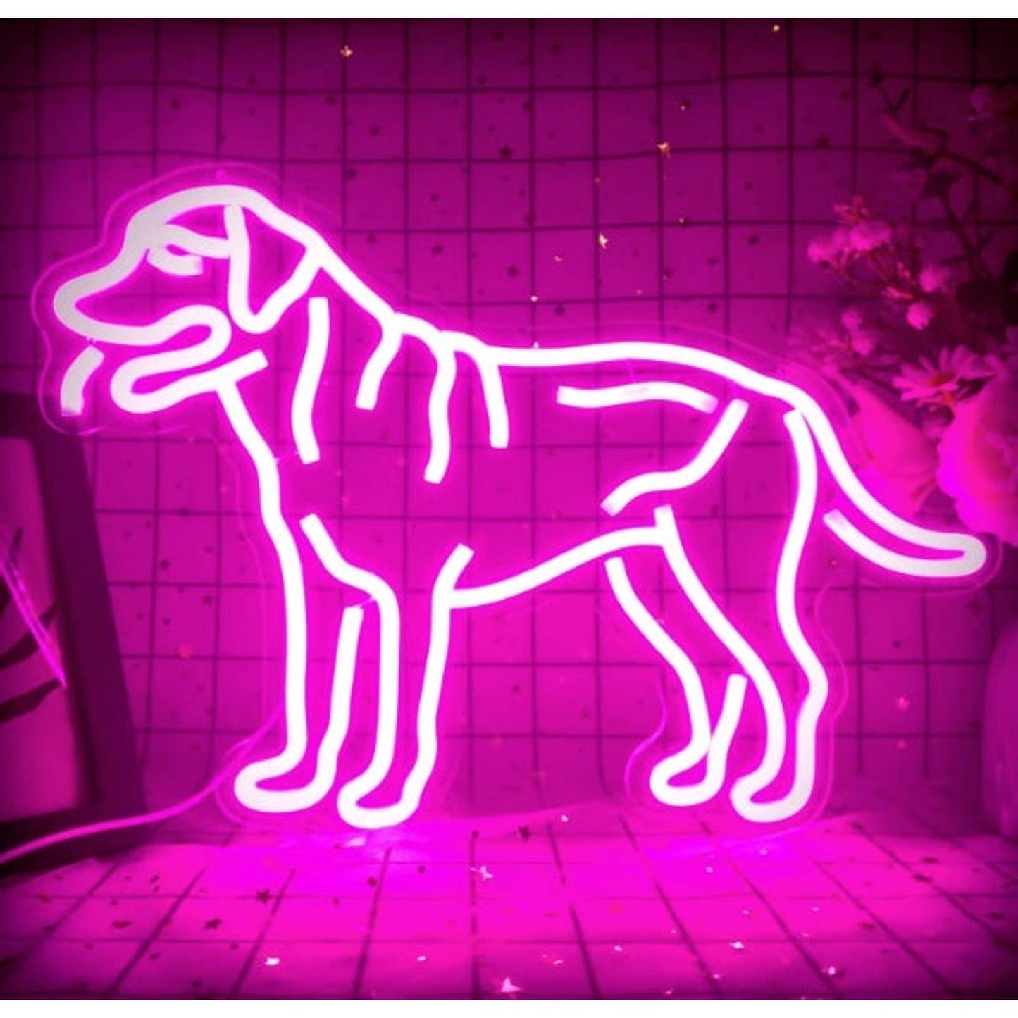 Lovely Bright Pink Labrador Retriever Puppy Dog LED Night Light Room Wall Decora