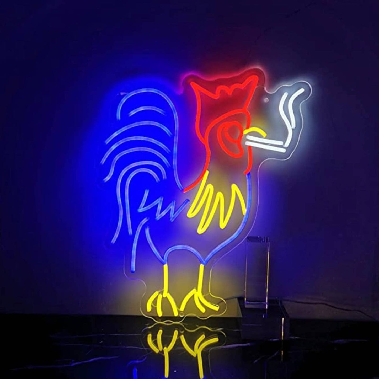 Fun Bright Colorful Smoking Rooster LED Night Light Room Wall Decoration