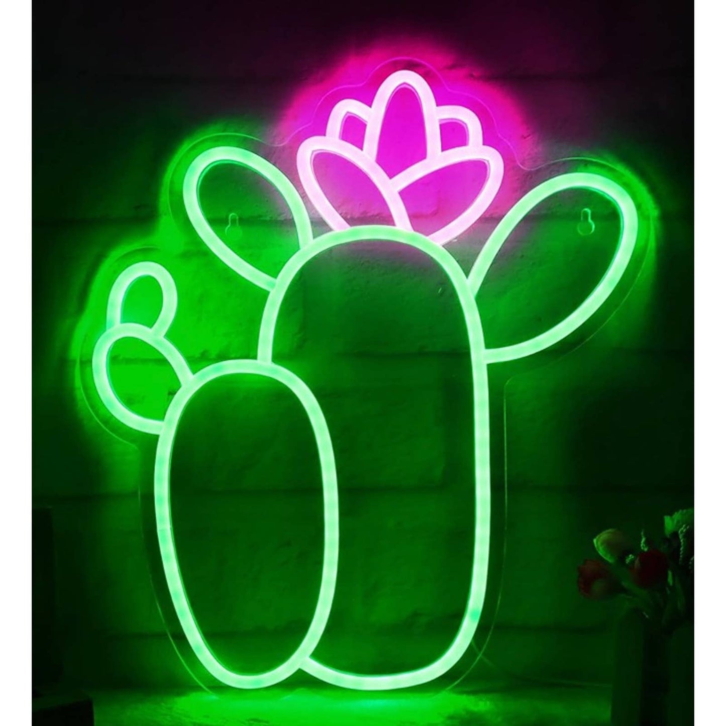 Lovely Bright Flower Cactus LED Night Light Room Wall Decoration