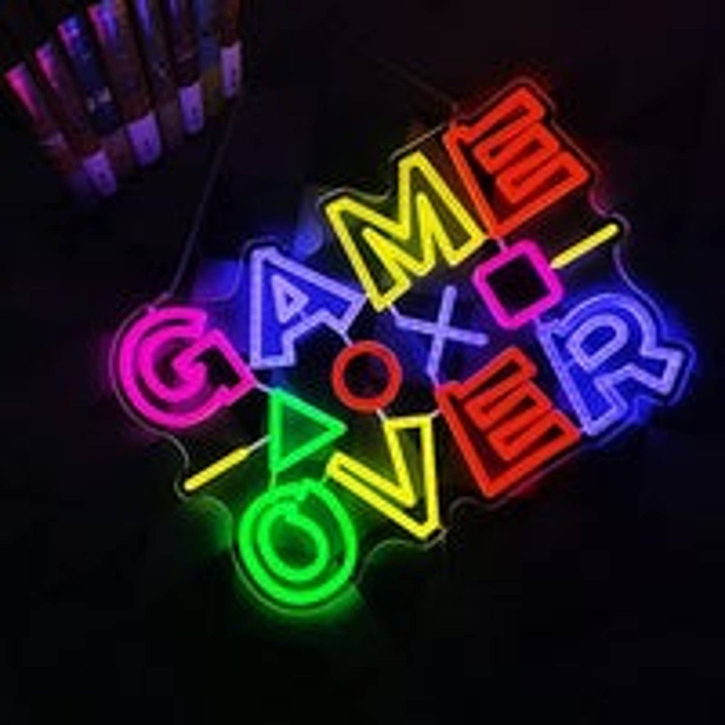 Fun Bright Vivid Colorful Game Over LED Night Light Super Mario Video Game Decor