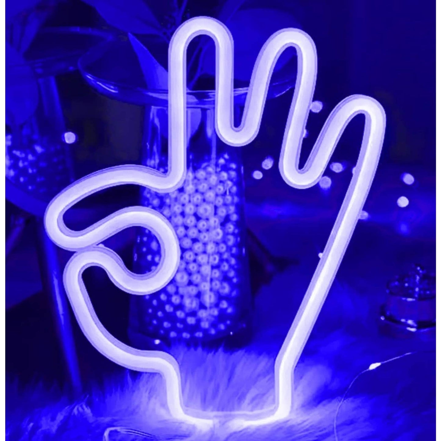 Lovely Bright Blue A-OK Hand LED Night Light Room Wall Decoration