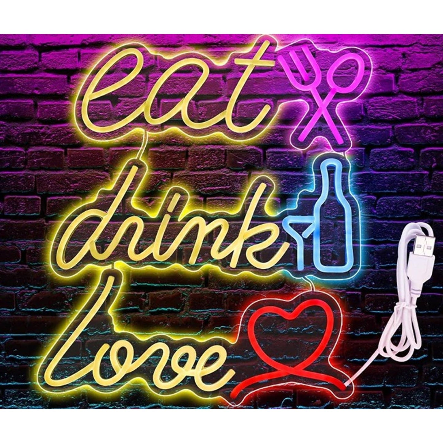 Lovely Bright Eat, Drink, Love LED Night Light Room Wall Party Decoration