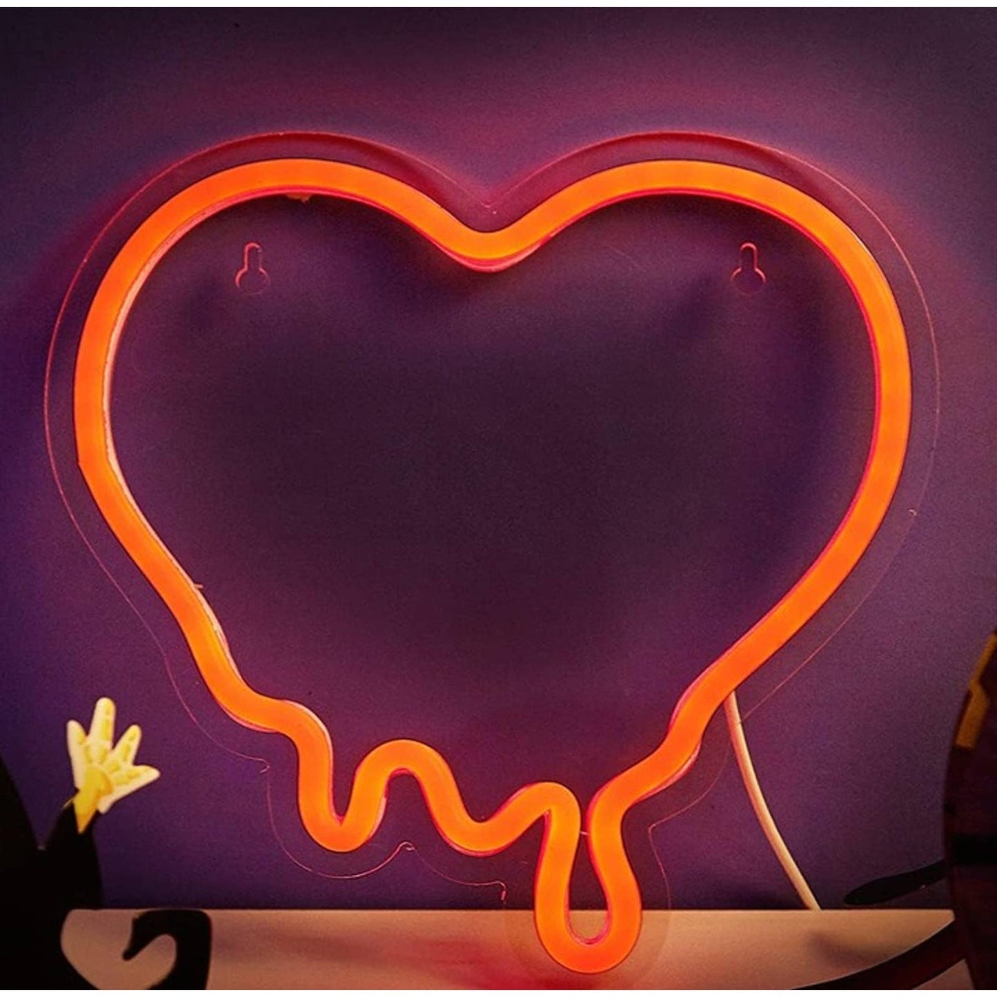 Lovely Vivid Bright Red Melting Love Heart LED Night Light Room Wall Decor