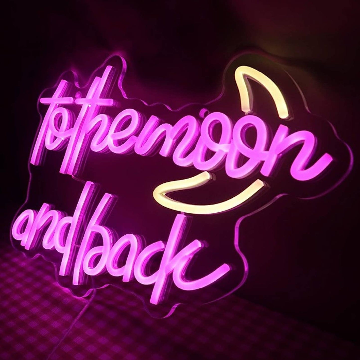 Lovely Bright Cool Pink & Yellow “to the moon and back” LED Night Light Decor