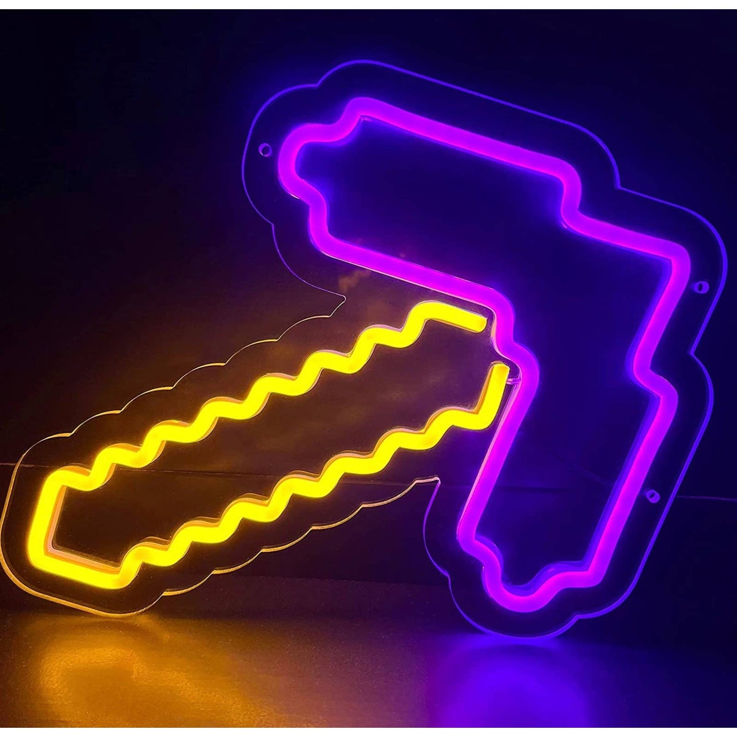Fun Bright Mine Craft Pickaxe LED Night Light Room Wall Video Game Decoration