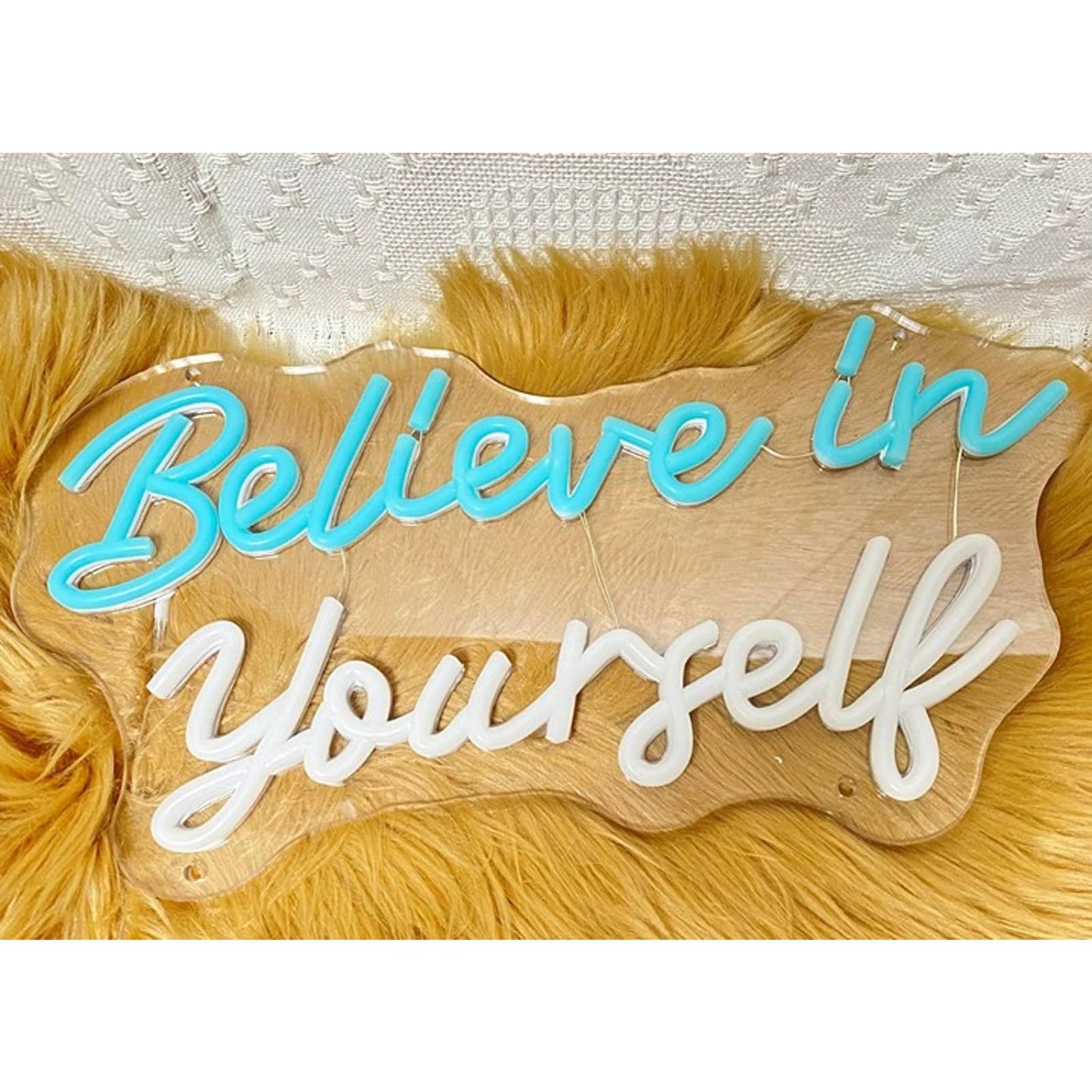 Vivid Bright Cursive “Believe in Yourself” LED Night Light Room Wall Decor