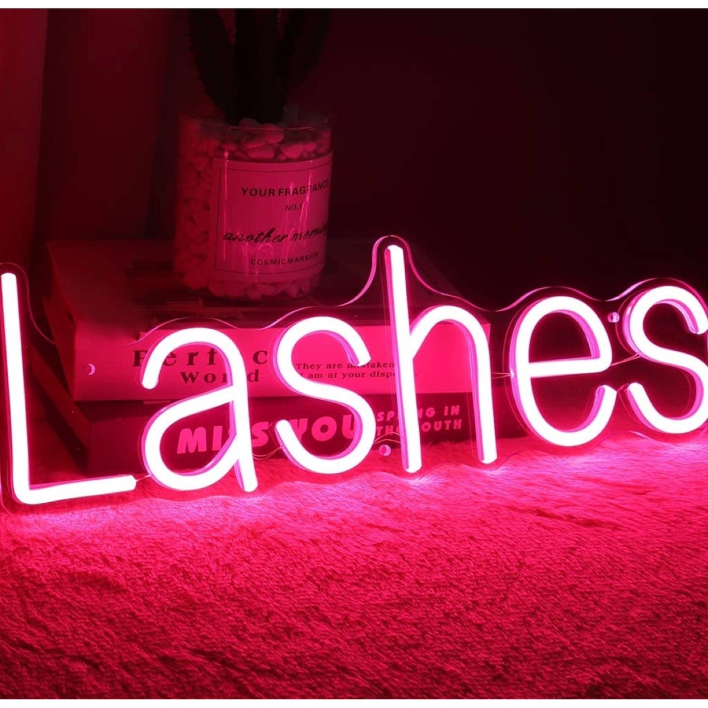 Lovely Bright Pink Lashes Salon Shop Business LED Light Sign Room Wall Decor