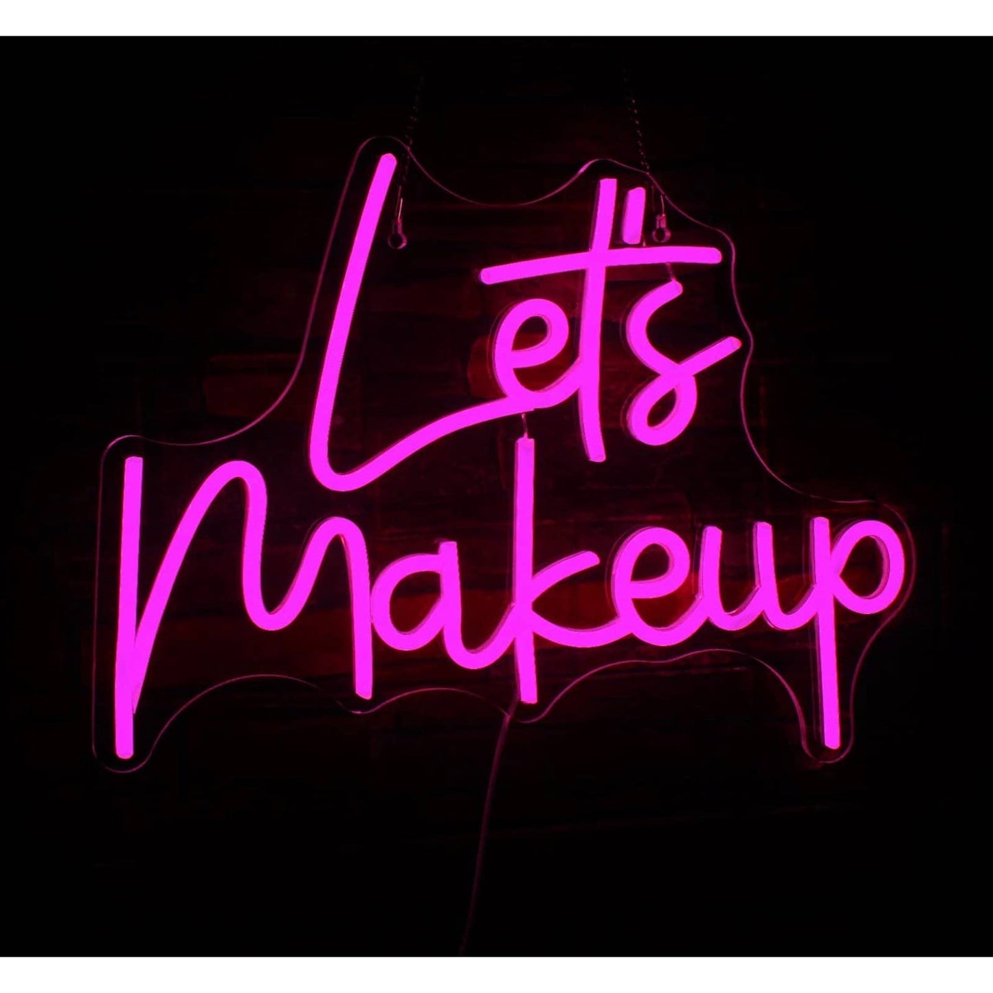 Lovely Bright Pink “Let’s Makeup” LED Night Light Room Wall Decoration
