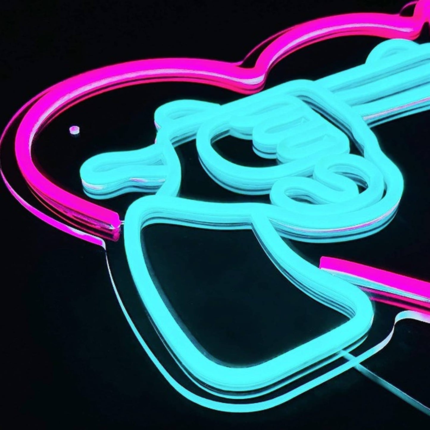 Fun Bright Pink / Blue Revolver Heart LED Night Light Room Wall Decoration