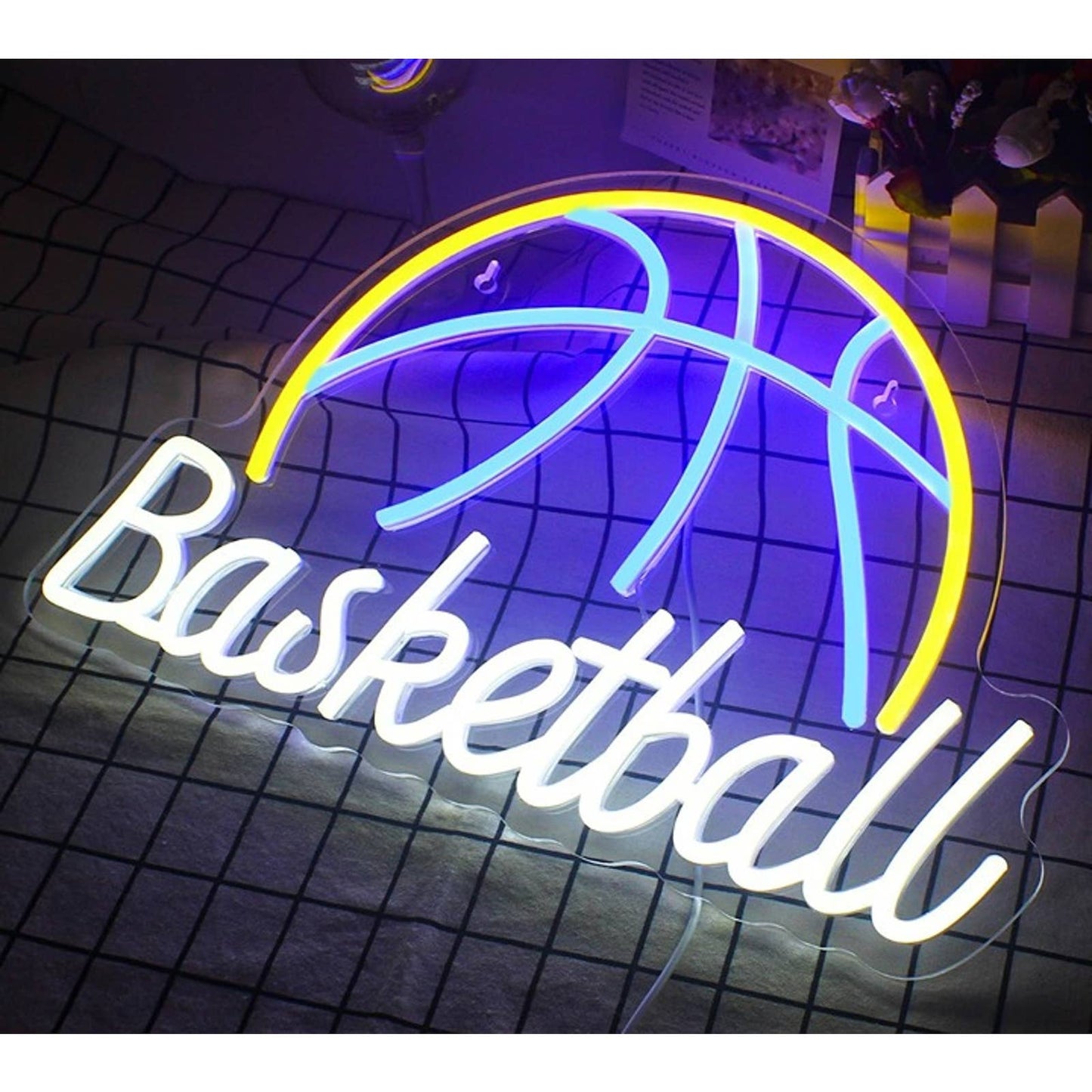 Fun Bright Blue BasketBall LED Night Light NBA Game Room Wall Sport Decor