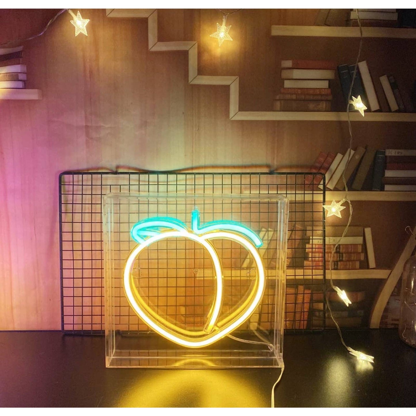 Lovely Bright Peach LED Night Light Box Table Top Lamp Room Fruit Decoration