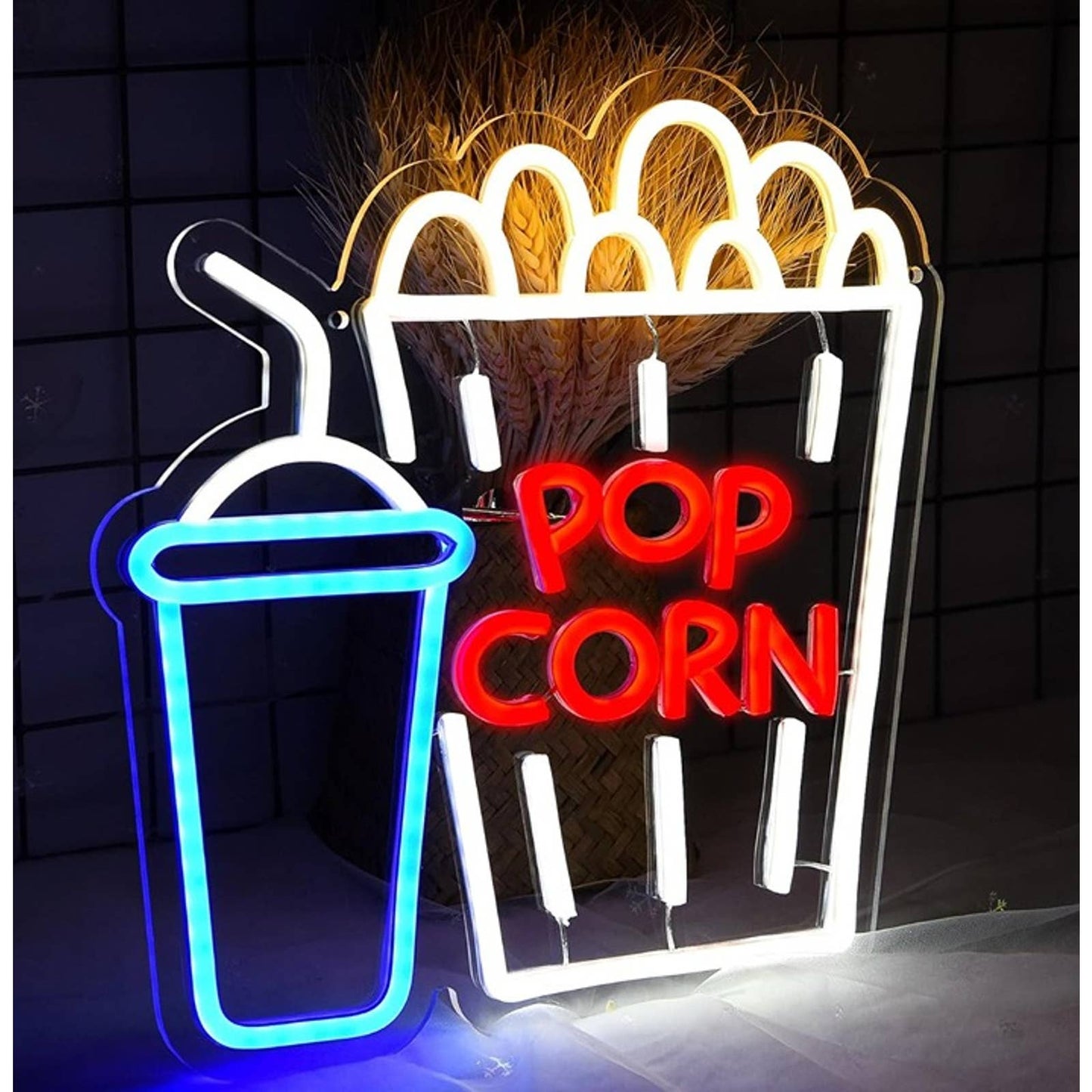 Vivid Fun Bright Popcorn & Drink LED Night Light Theater Cinema Decor