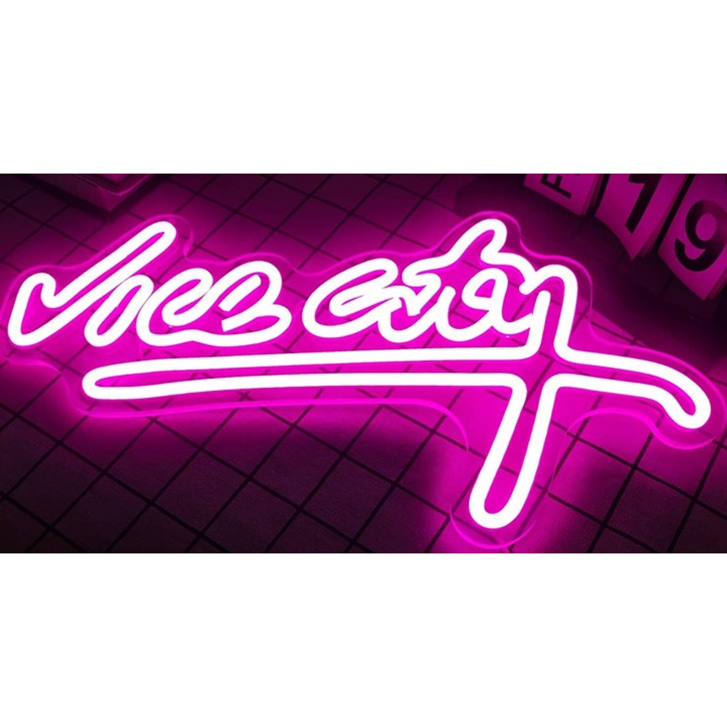 Vivid Bright Hot Pink Vice City LED Night Light Game Room Decor