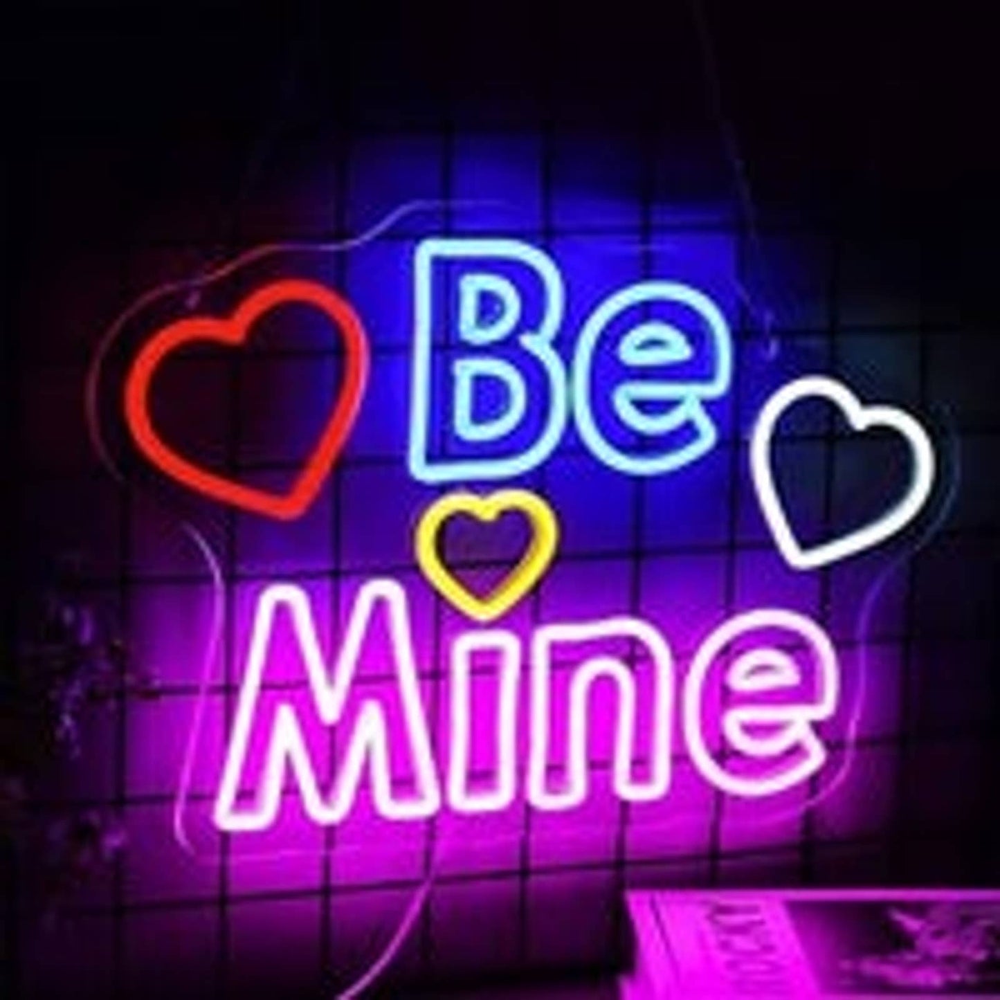 Lovely Bright “Be Mine” Hearts LED Night Light Romantic Room Wall Decoration