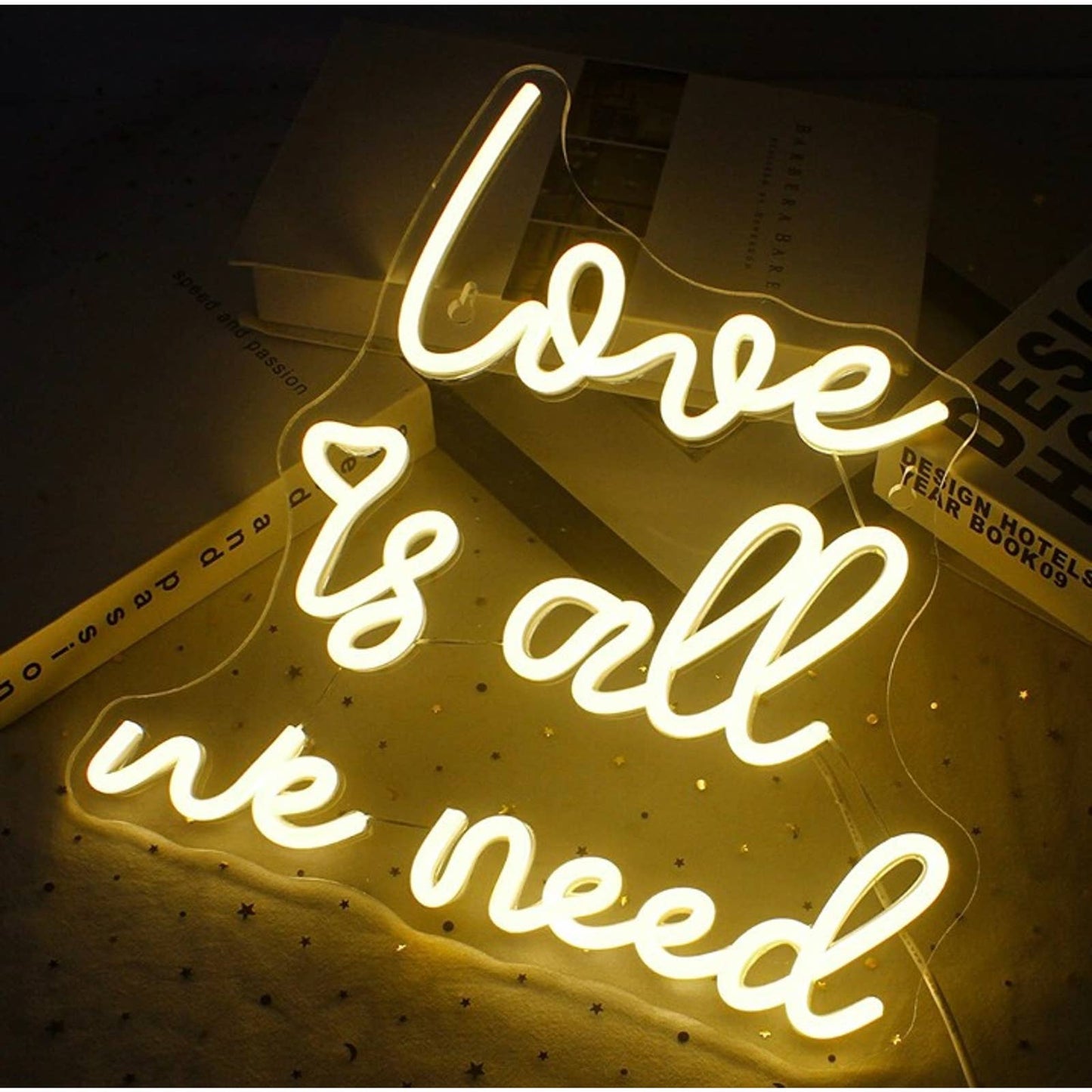 Vivid Warm Bright Love is All We Need LED Night Light Room Wall Decor