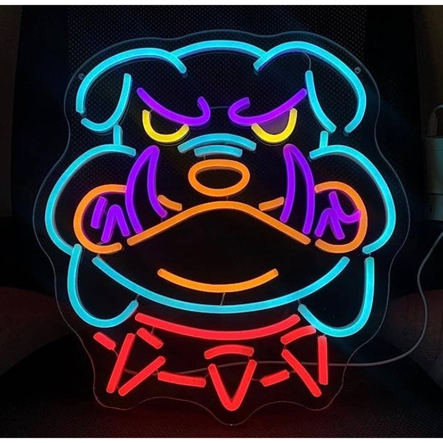 Mad Bright Colorful Angry Bulldog LED Night Light Cartoon Room Wall Decoration