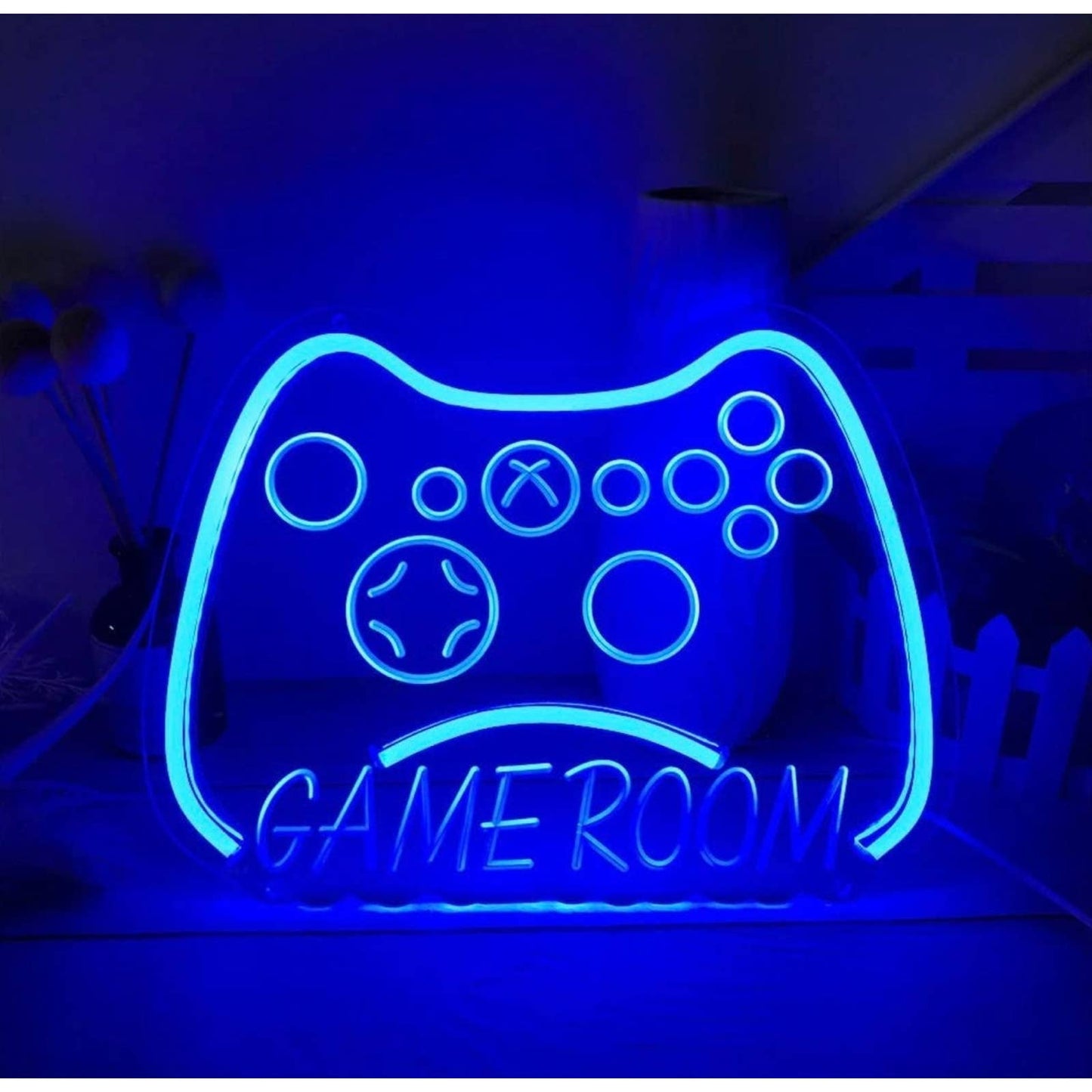 Fun Bright Blue Game Controller Game Room LED Night Light Gamer Decor