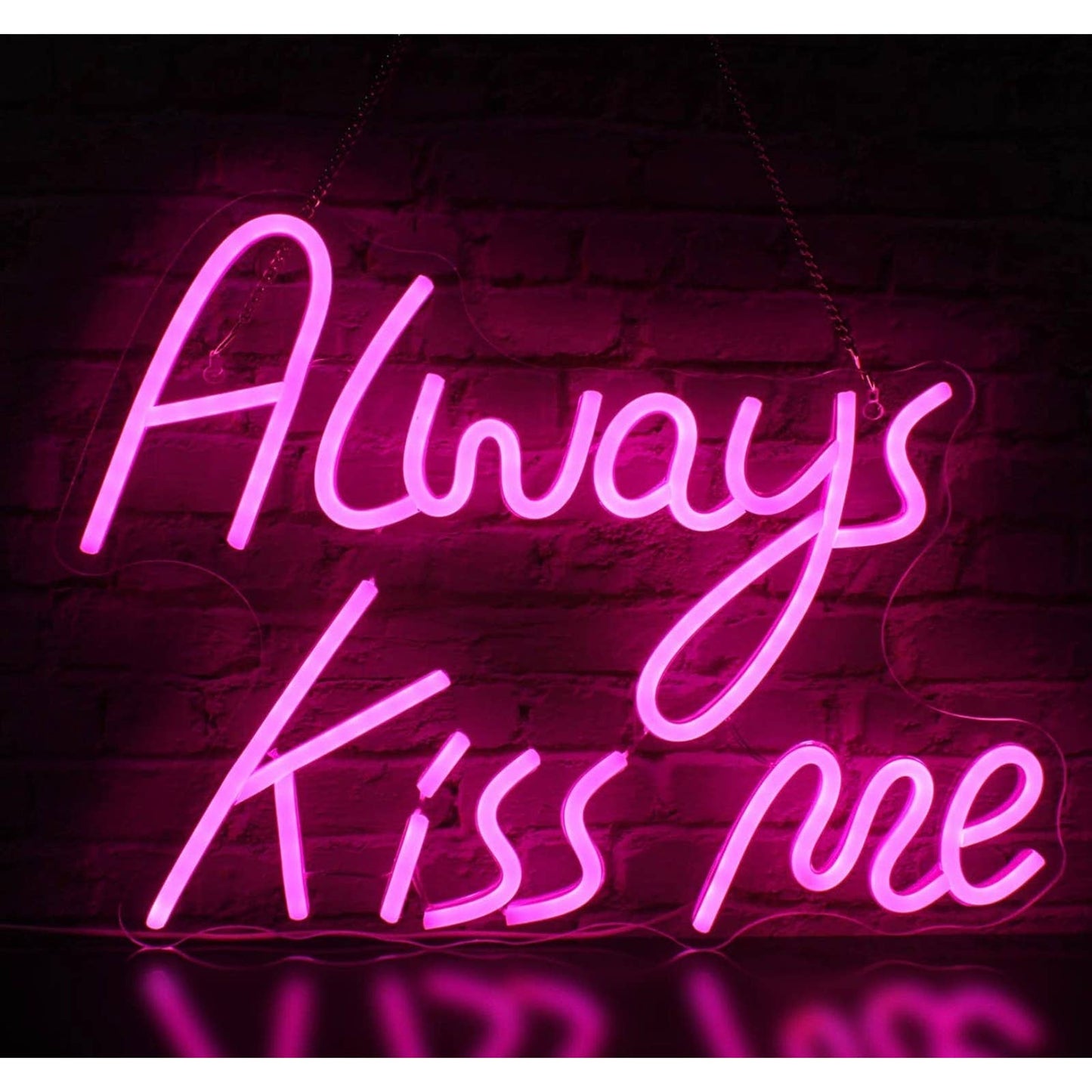 Fun Bright “Always Kiss Me” LED Night Light Room Wall Decoration