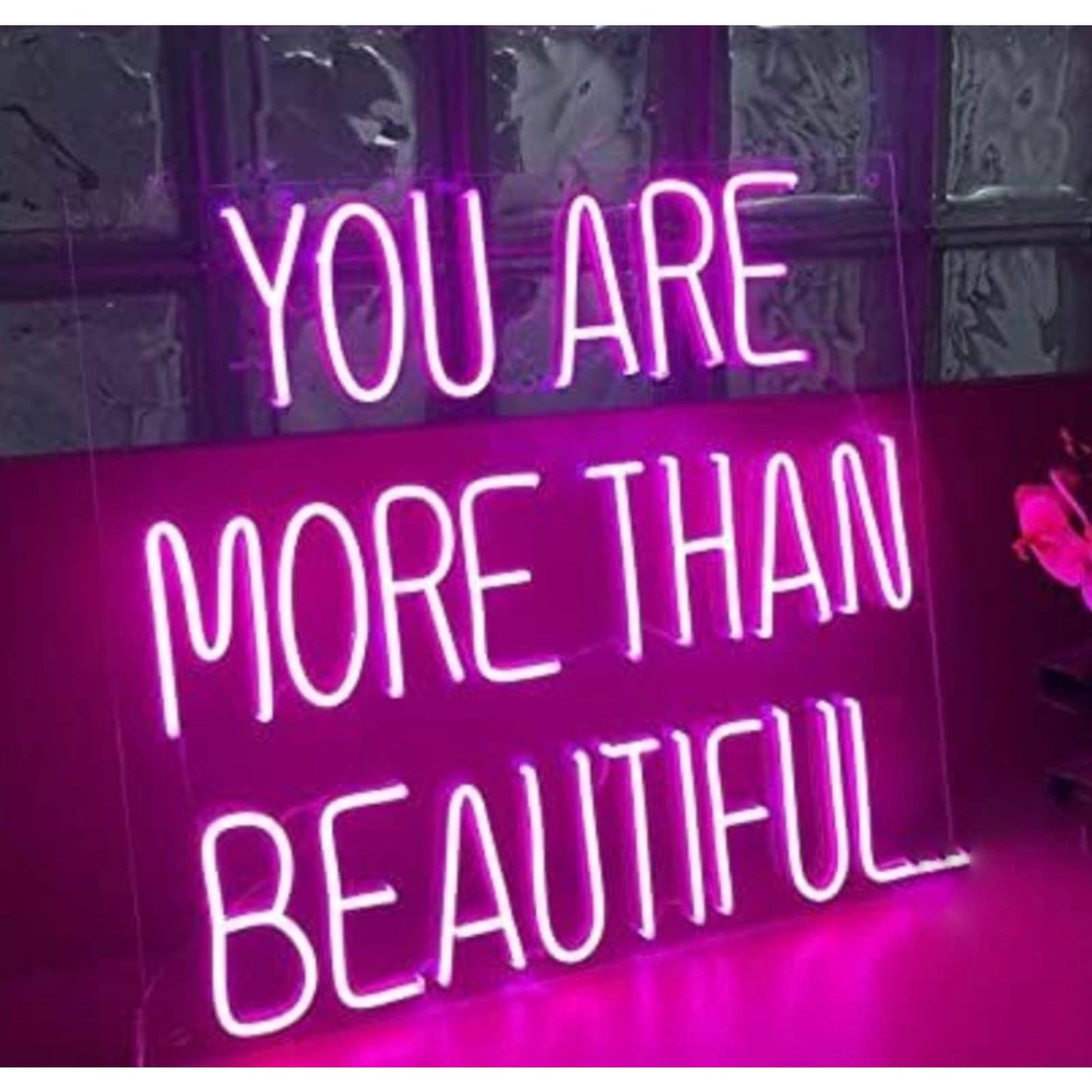Lovely Large Bright Pink “You Are More Than Beautiful” LED Night Light Gift Wall
