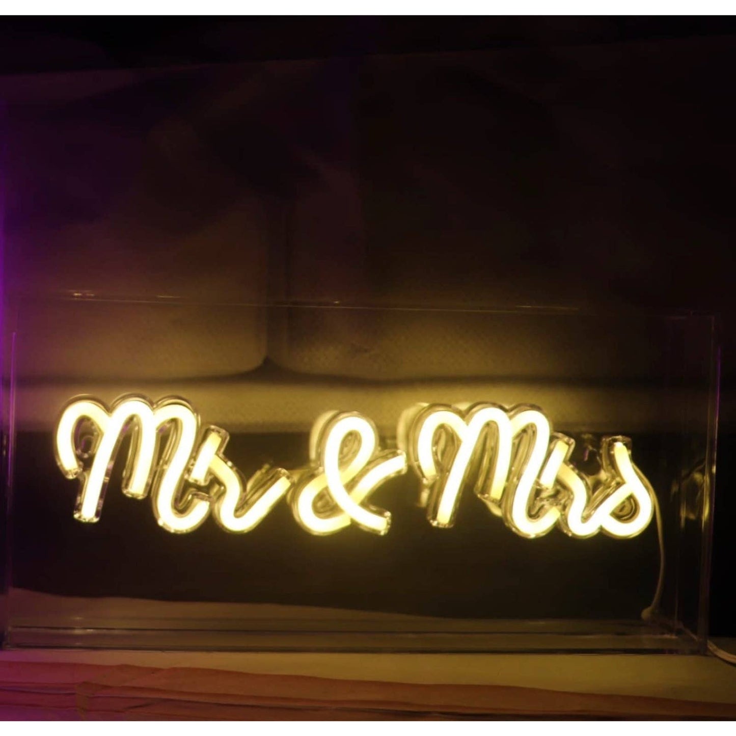 Lovely Bright White Mr. & Mrs. LED Night Light Box Table Top Lamp Room Decoratio