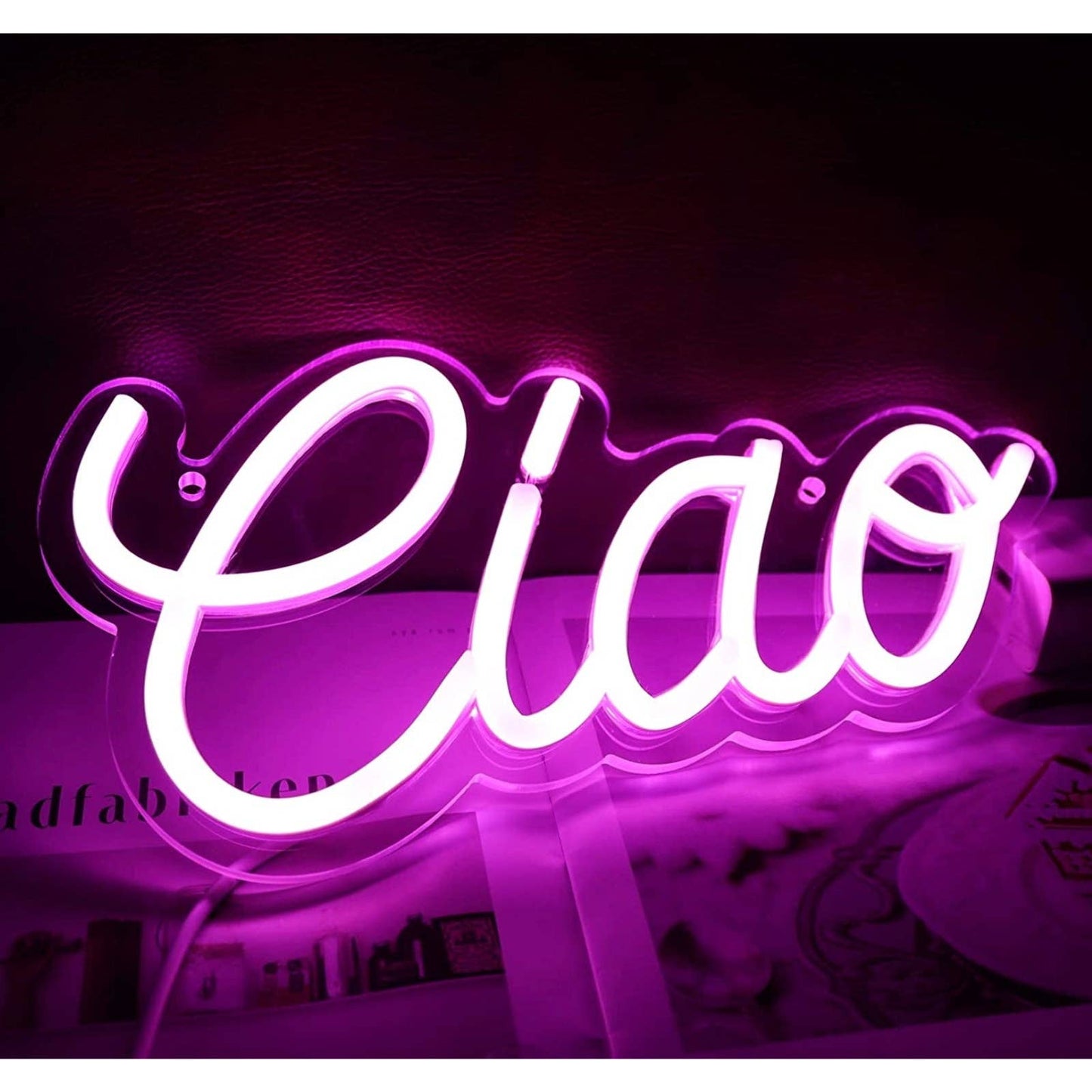 Lovely Bright Pink Ciao “See You Later” LED Night Light Room Wall Italian Decor