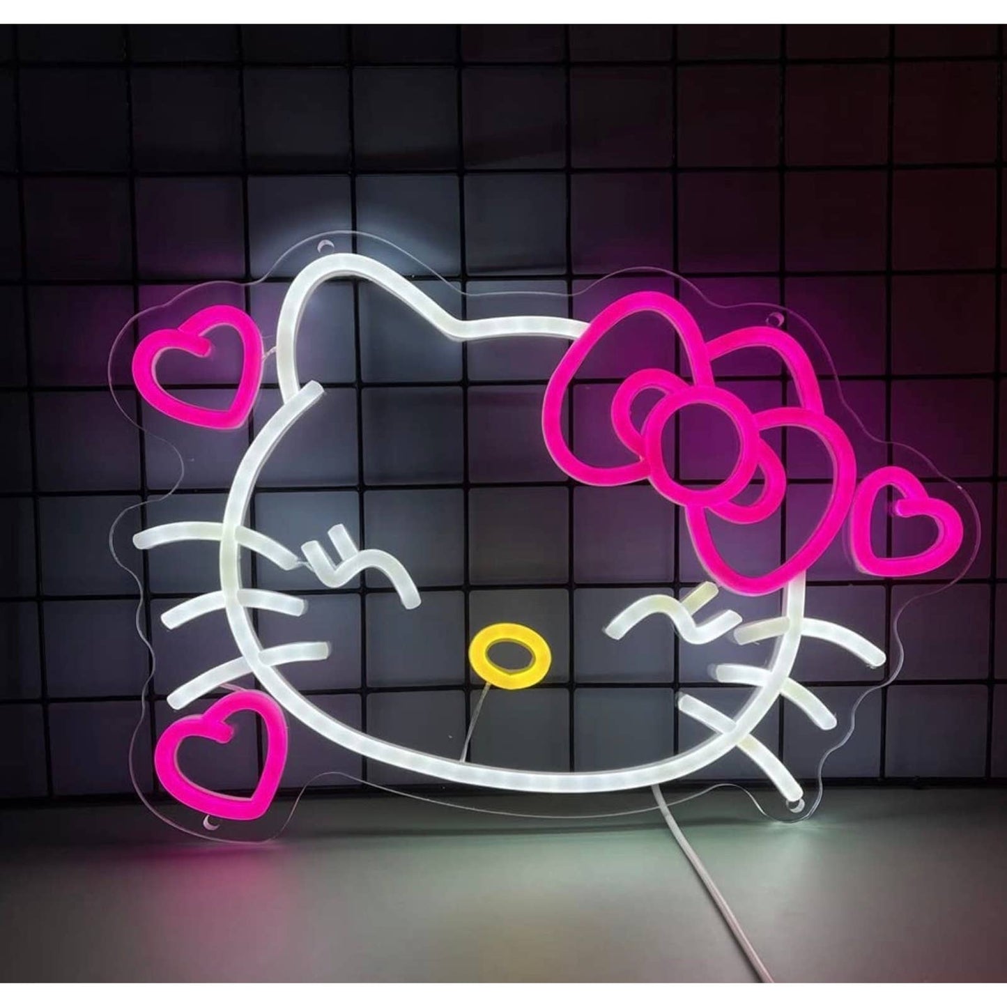 Adorable Bright Hello Kitty Love Hearts LED Night Light Room Wall Decoration
