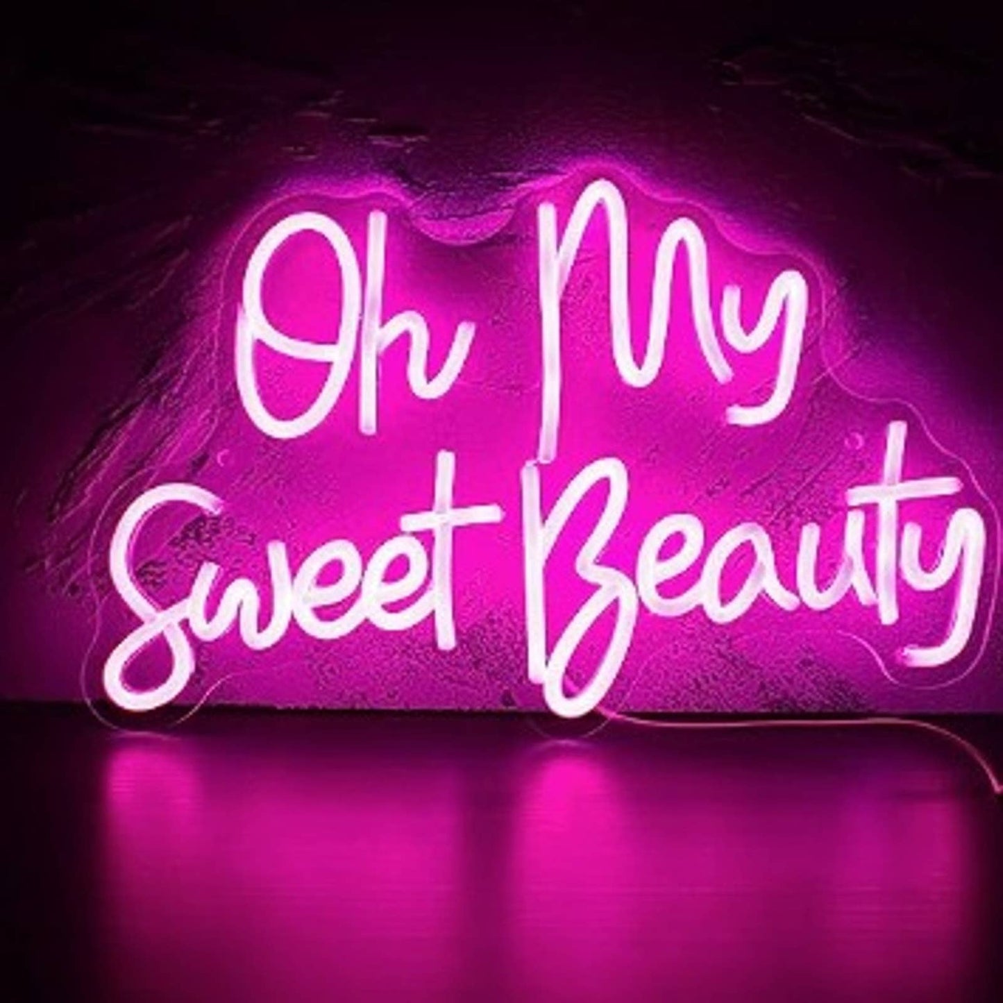 Lovely Bright Pink “Oh My Sweet Beauty” LED Night Light Love Room Wall Decor