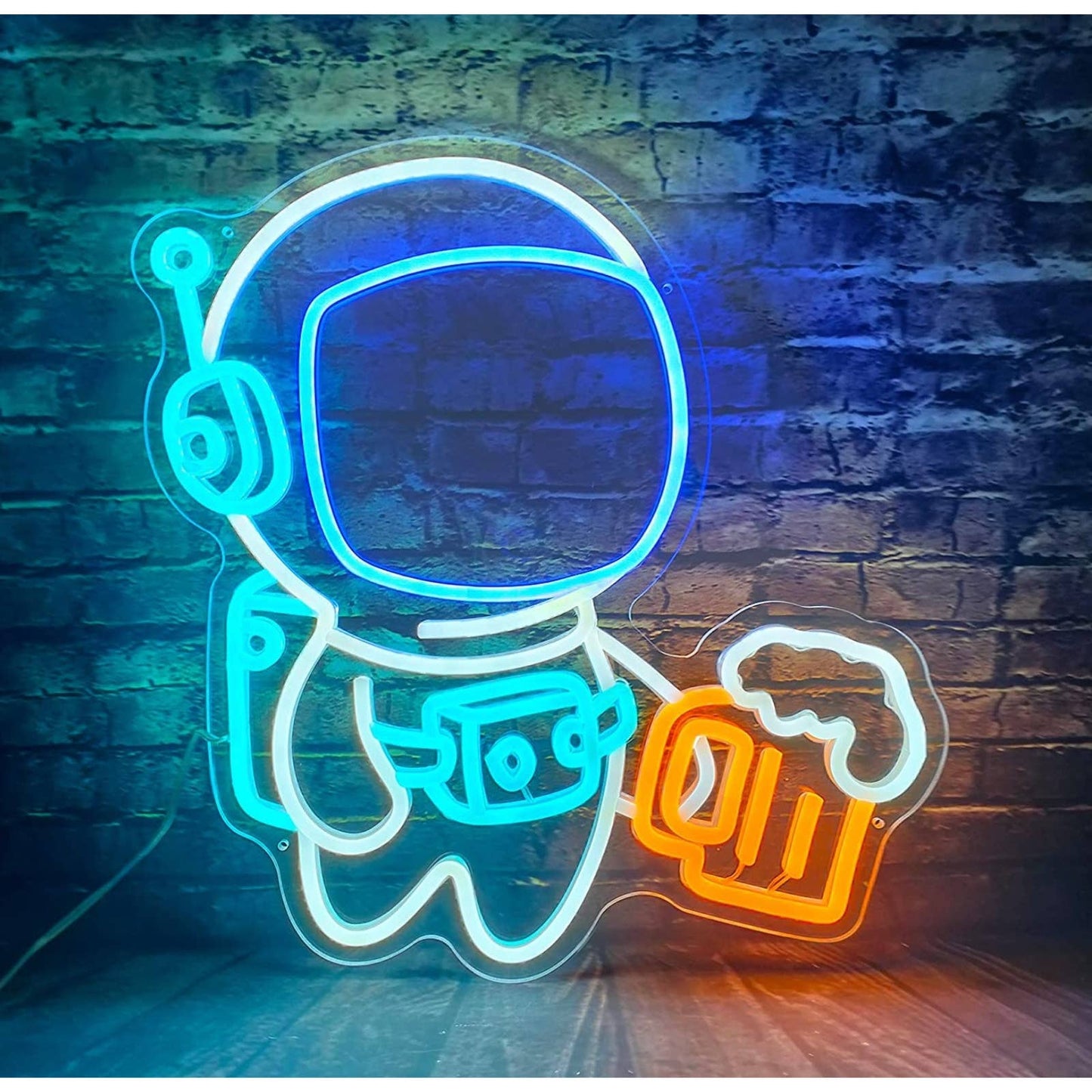 Fun Bright Blue Little Astronaut with a Beer LED Night Light Room Wall Decoratio
