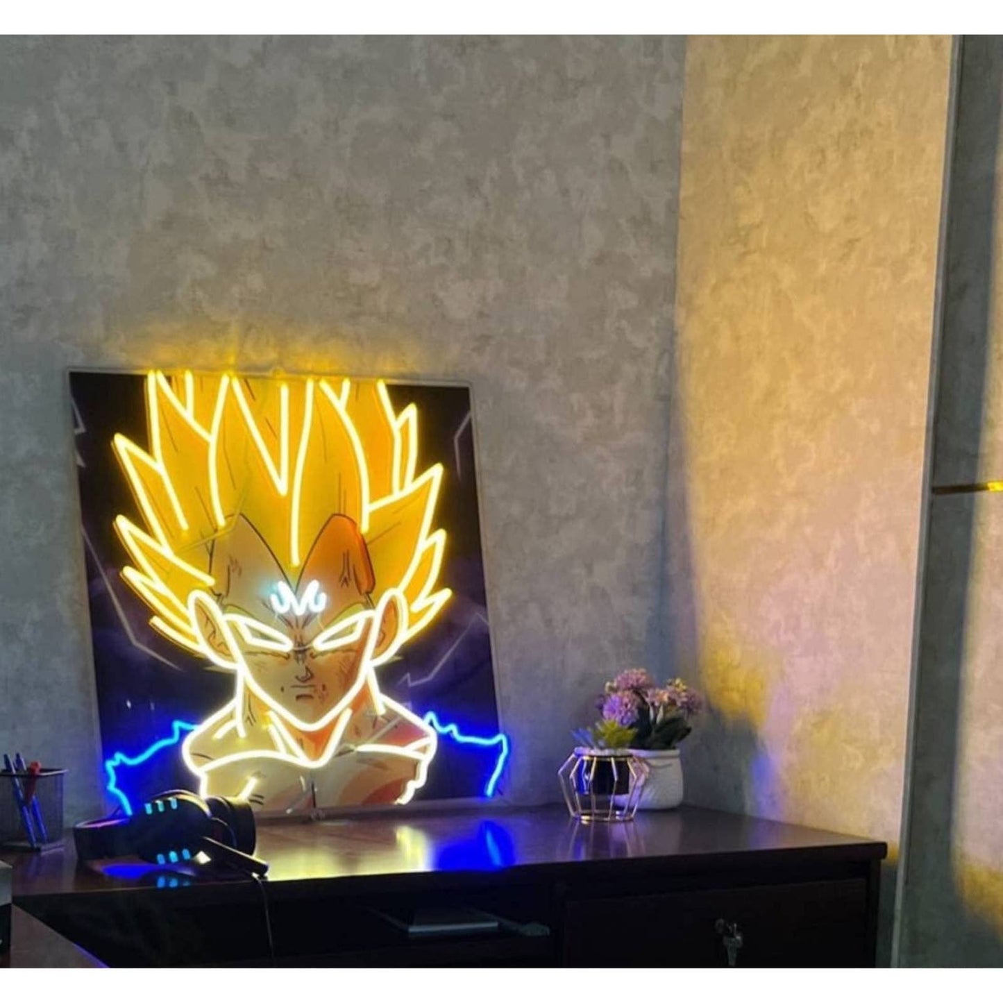 Bright Super Saiyan Majin Vegeta LED Light Dragon Ball Z Wall Art Anime Decor