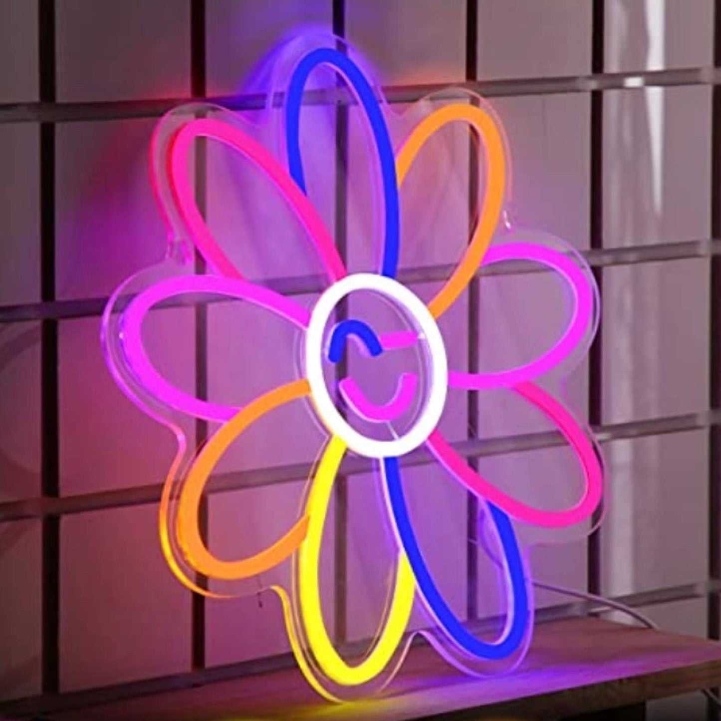 Adorable Bright Rainbow Winking Flower LED Night Light Room Wall Decoration