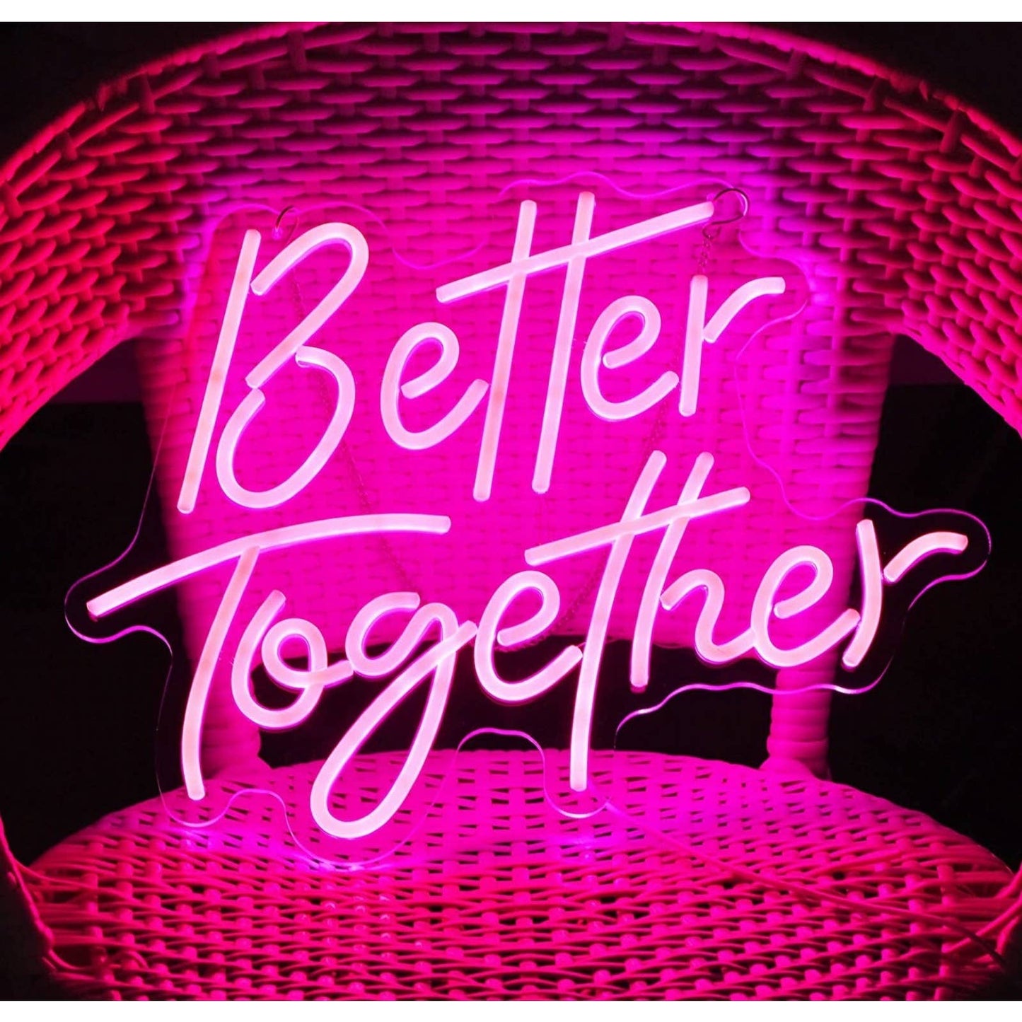 Lovely Bright Pink Romantic “Better Together” LED Night Light Room Wall Decor
