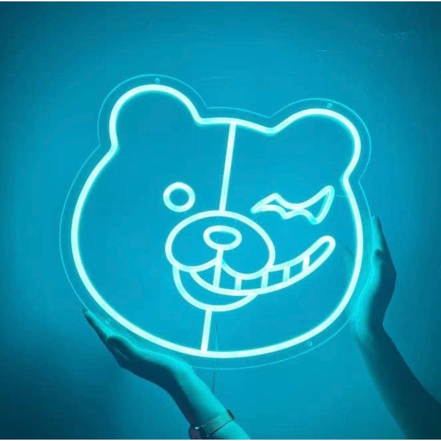 Fun Bright Blue Good / Evil Teddy Bear LED Night Light Room Wall Decoration