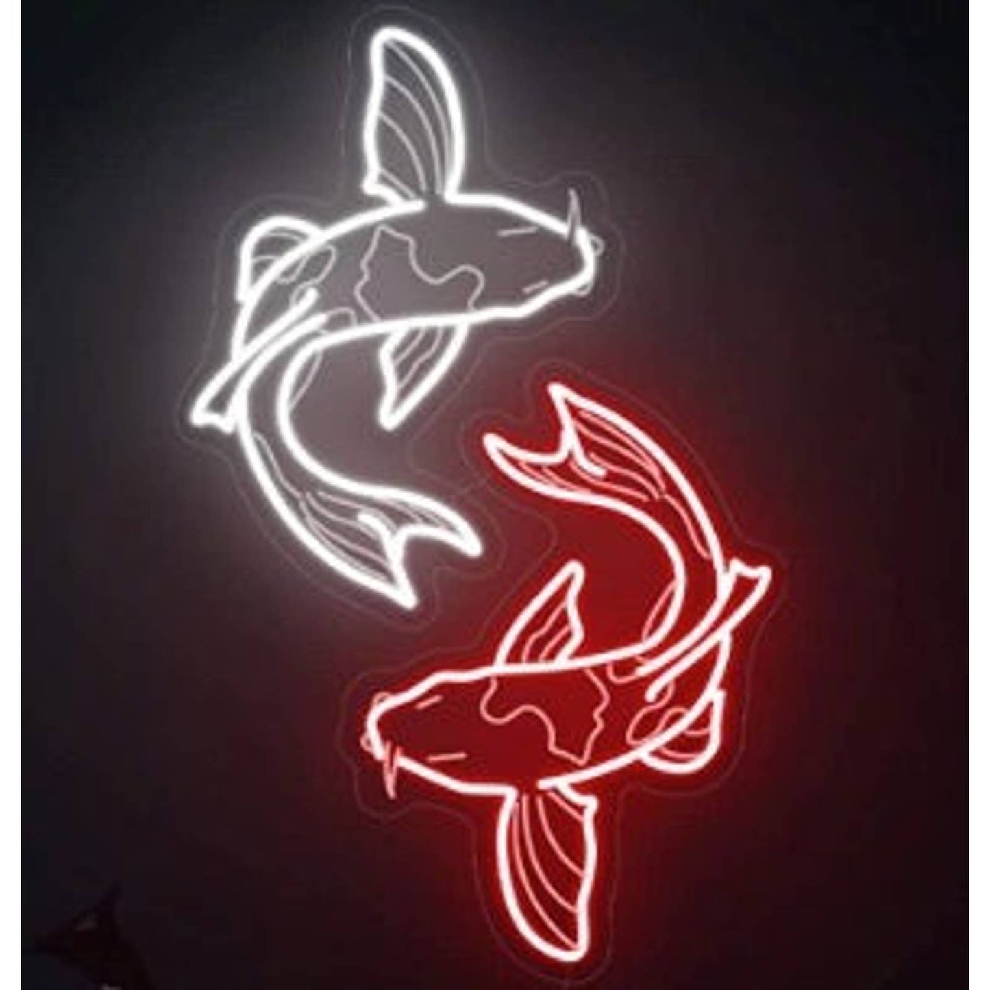 Lovely Bright Red / White Japanese Koi Fish LED Night Light Room Wall Art Decor