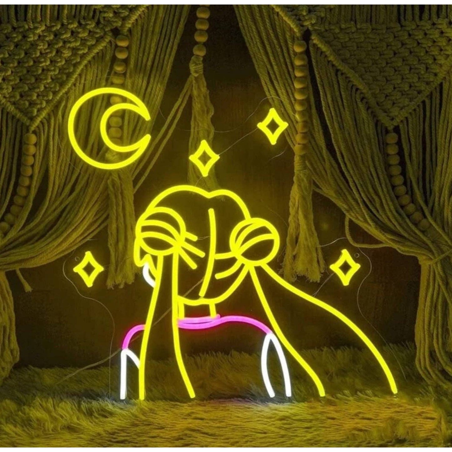 Lovely Bright Warm Sailor Moon Looking at the Star LED Night Light Anime Decor