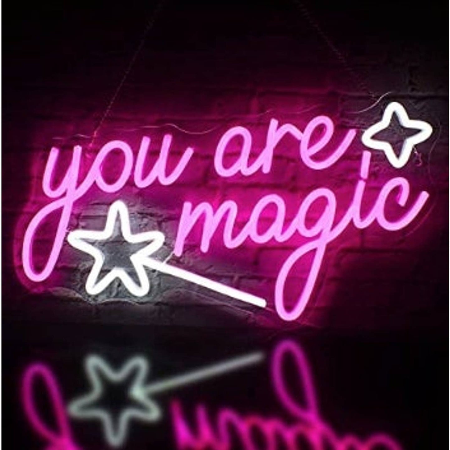 Lovely Bright White / Pink “You Are Magic” LED Night Light Room WalL Decoration