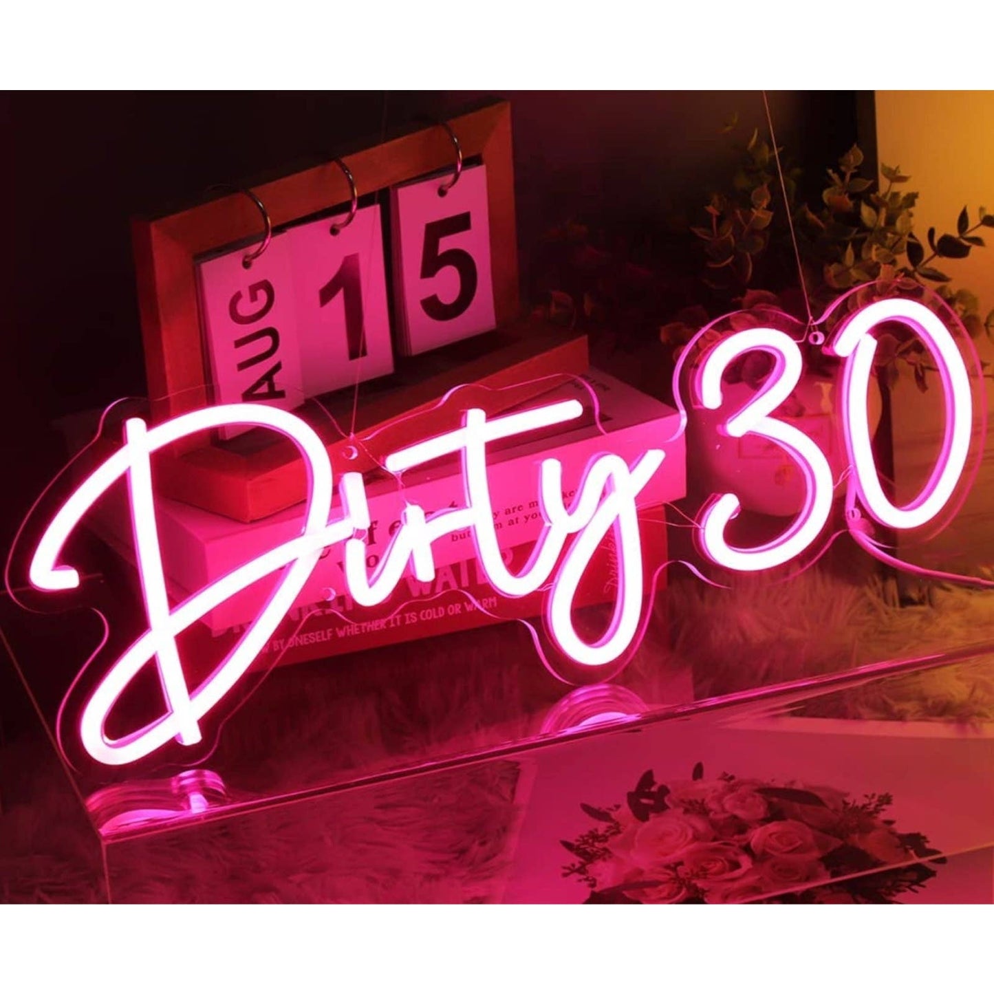 Lovely Bright Pink “Dirty Thirty” LED Night Light Birthday Party LED Light Room