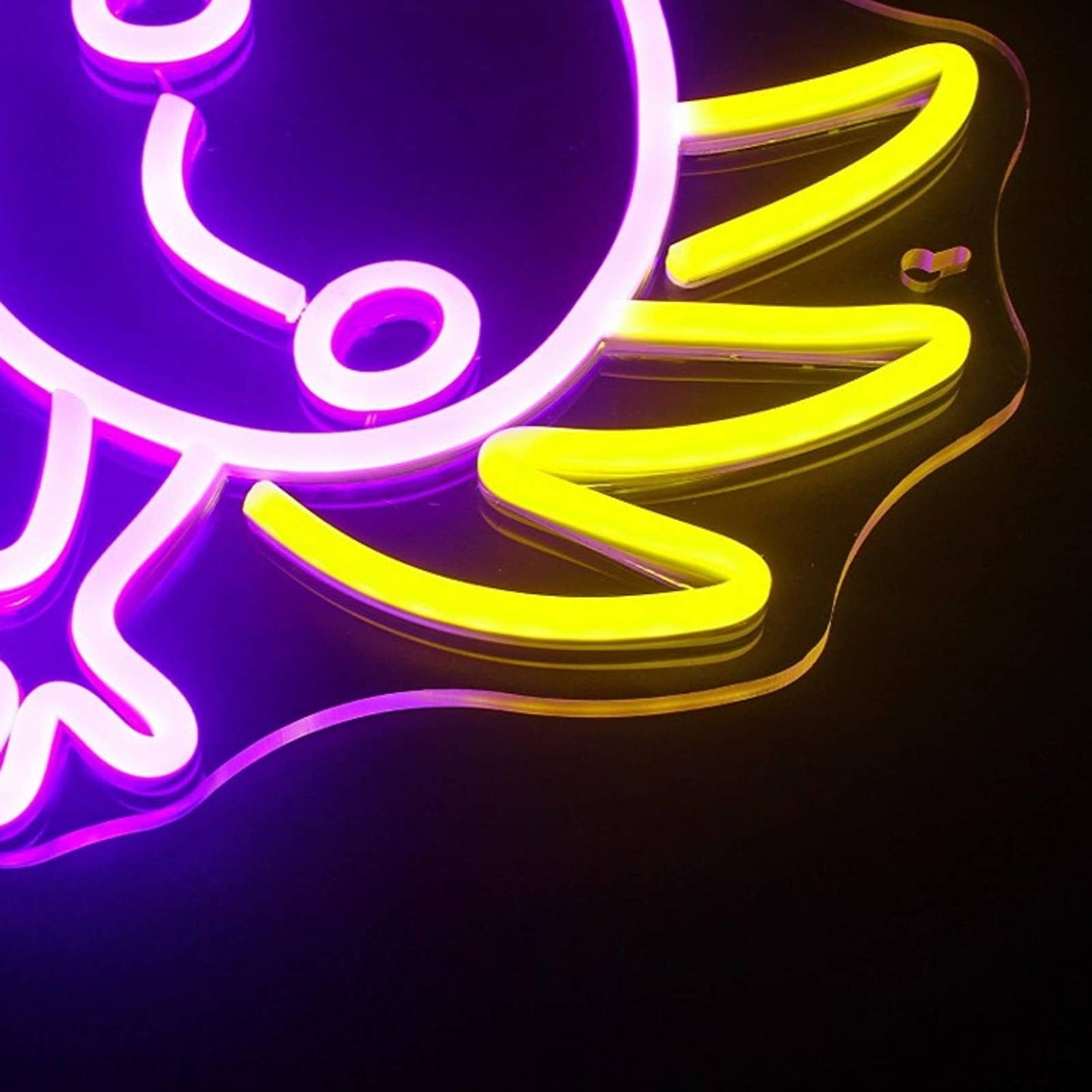 Adorable Bright Purple/Yellow Happy Axolotl Salamander LED Light Room Wall Decor