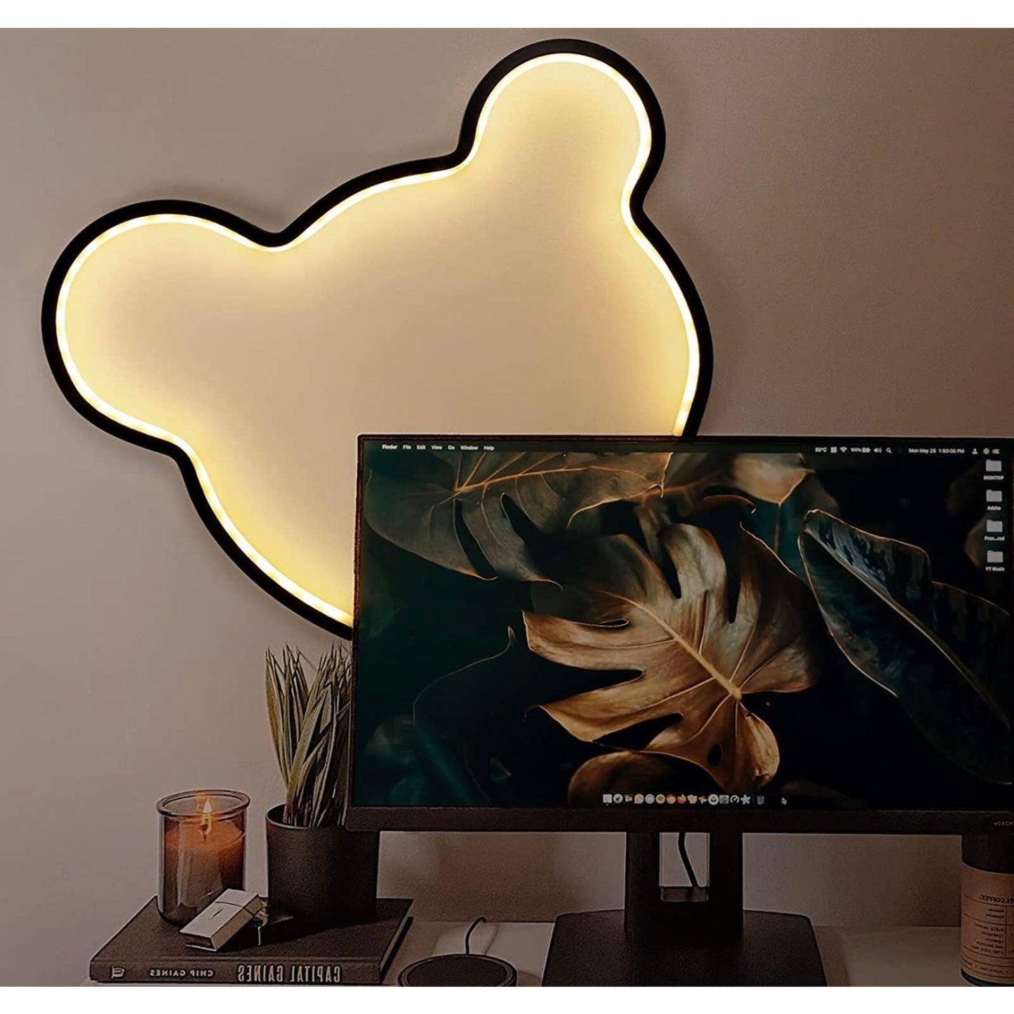 Fun Bright White Mickey Mouse Ears LED Night Light Room Wall Decoration