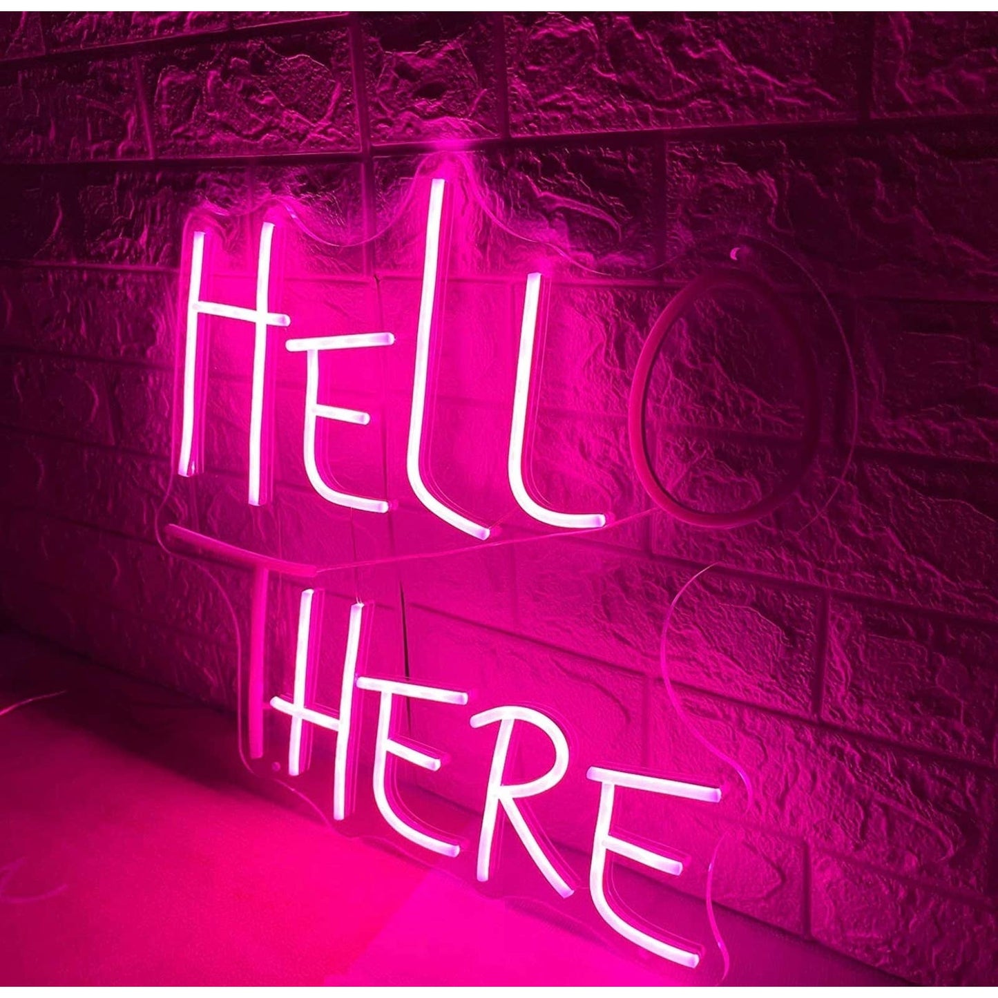 Funny Bright Vivid Pink Hello There / Hell Here LED Night Light Room Wall Decora