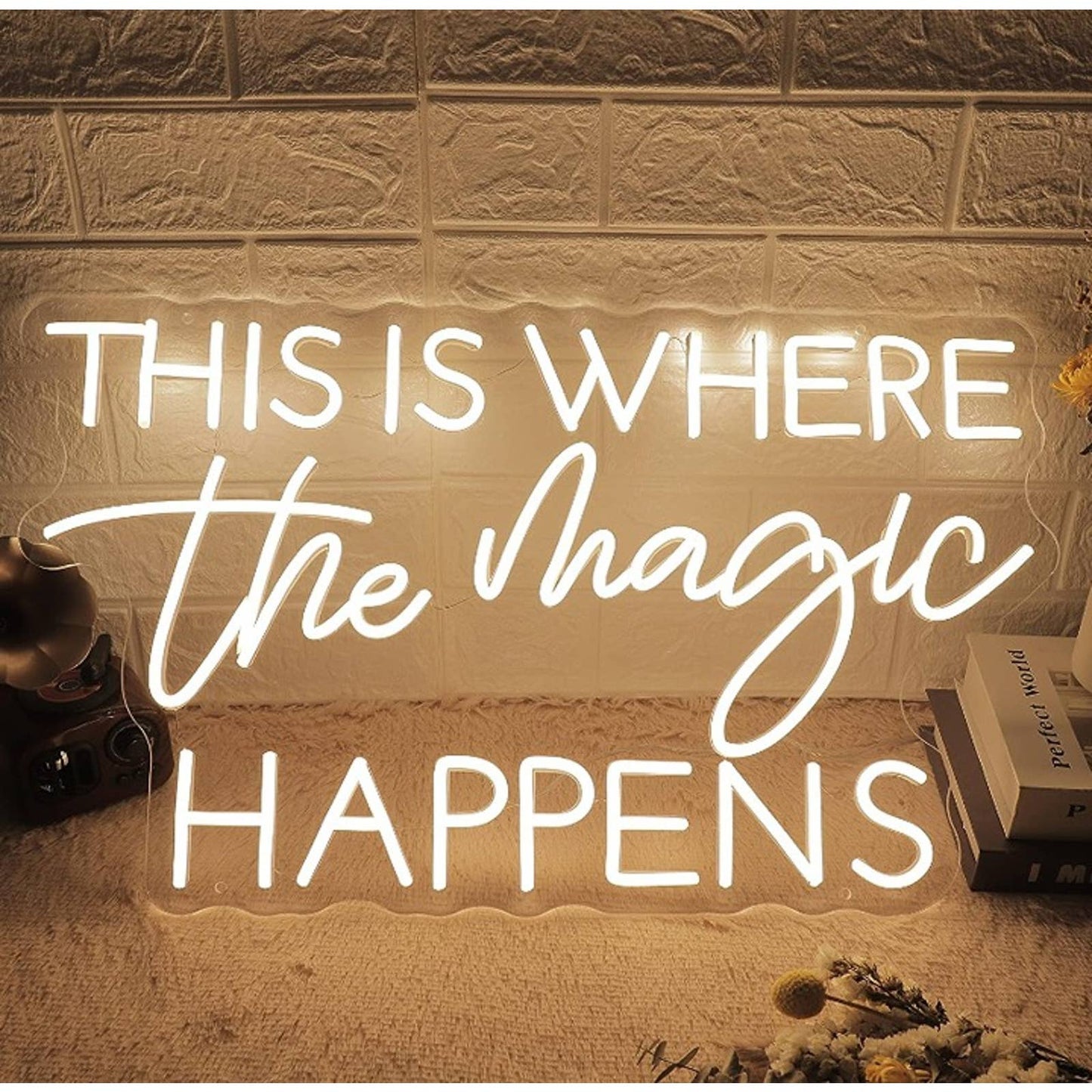Lovely Bright Fancy White “This is Where the Magic Happens” LED Night Light Deco