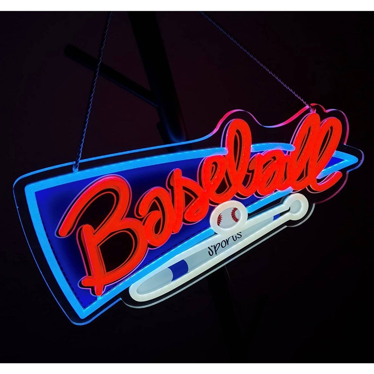 Fun Bright Colorful Baseball LED Night Light Sign Room Wall Decoration