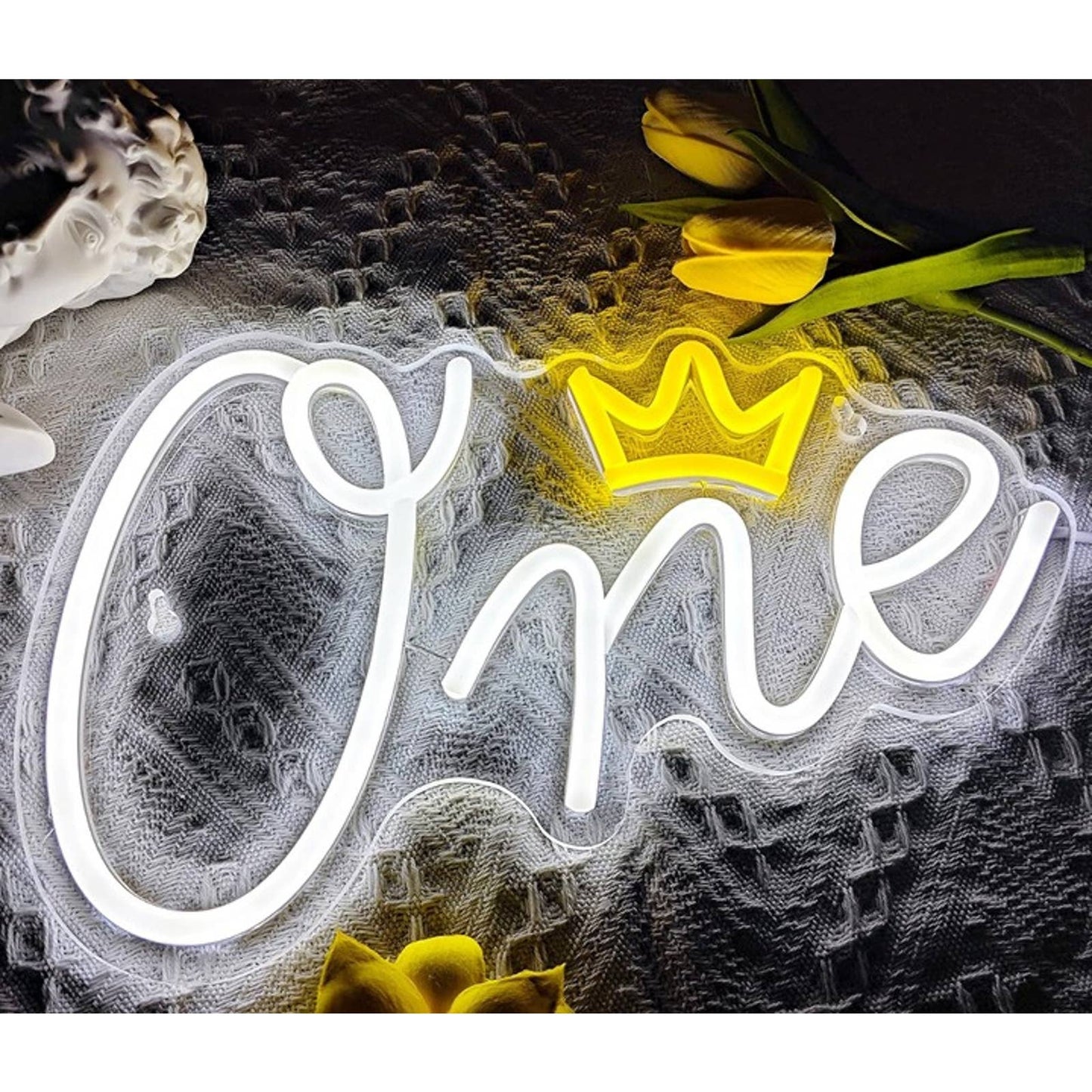 Vivid Bright White/Yellow Crown One LED Night Light Birthday Party Decor