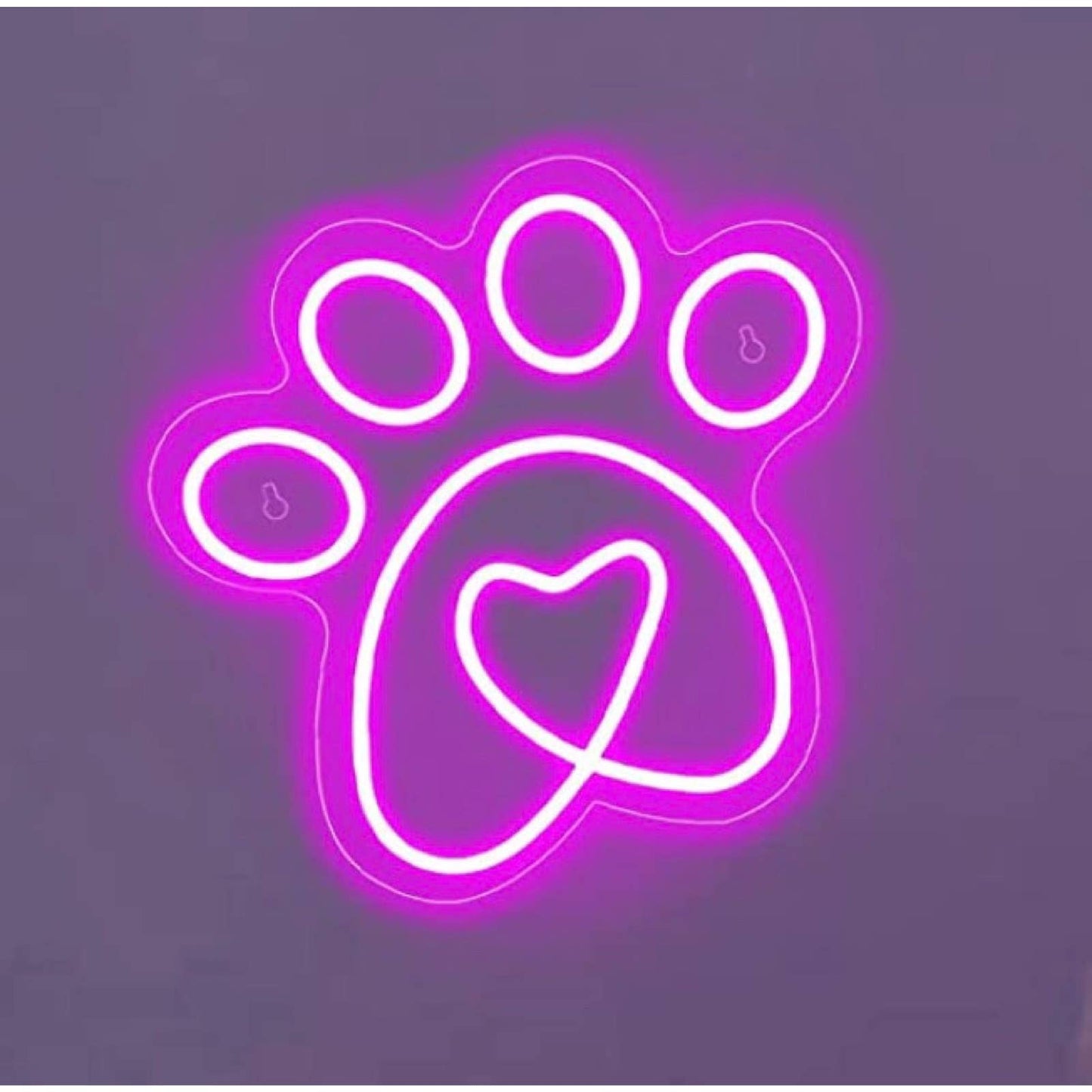 Adorable Bright Pink Puppy Dog Pet Paw Love Heart LED Night Light Room Wall Deco